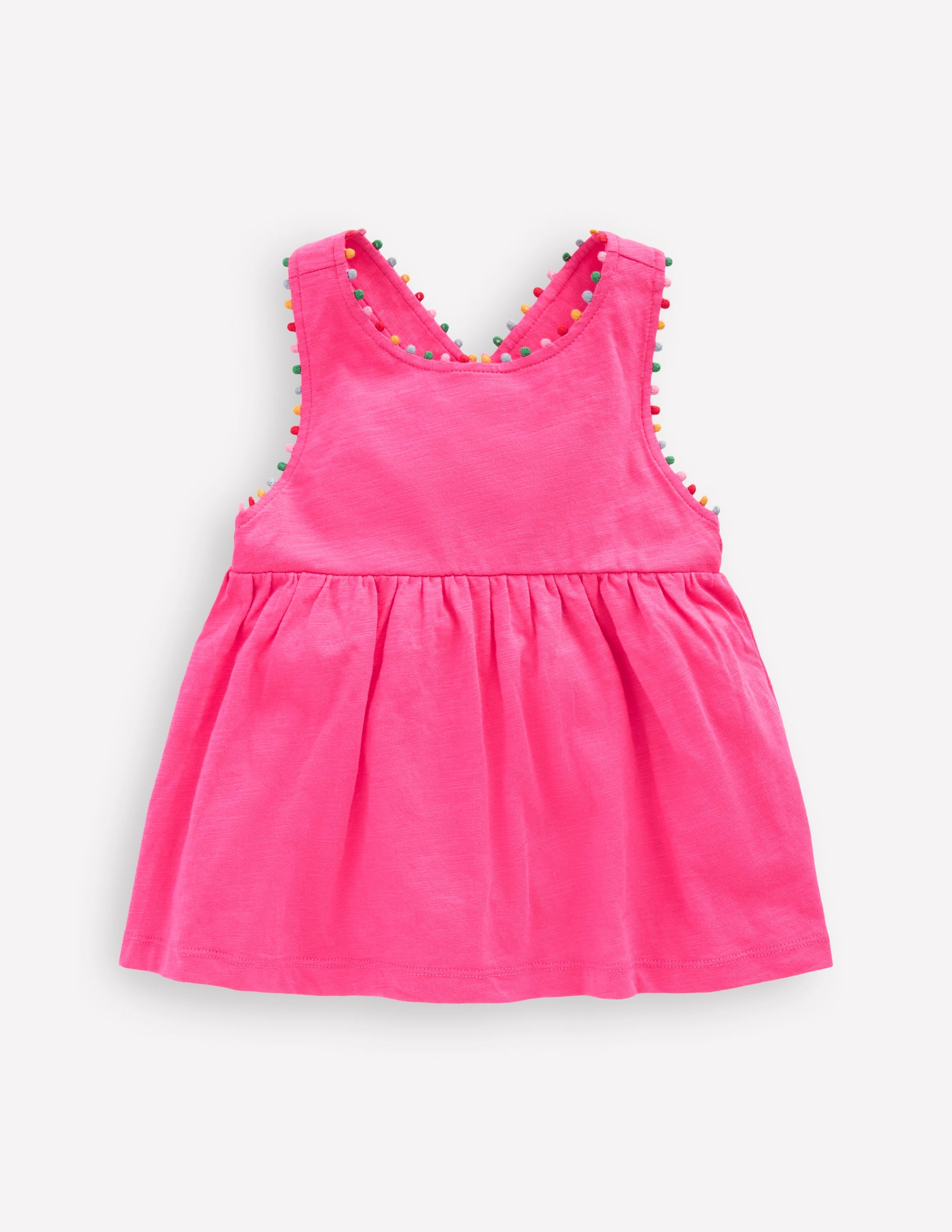 Cross-back Pom Vest-Flamingo Pink - Image 2