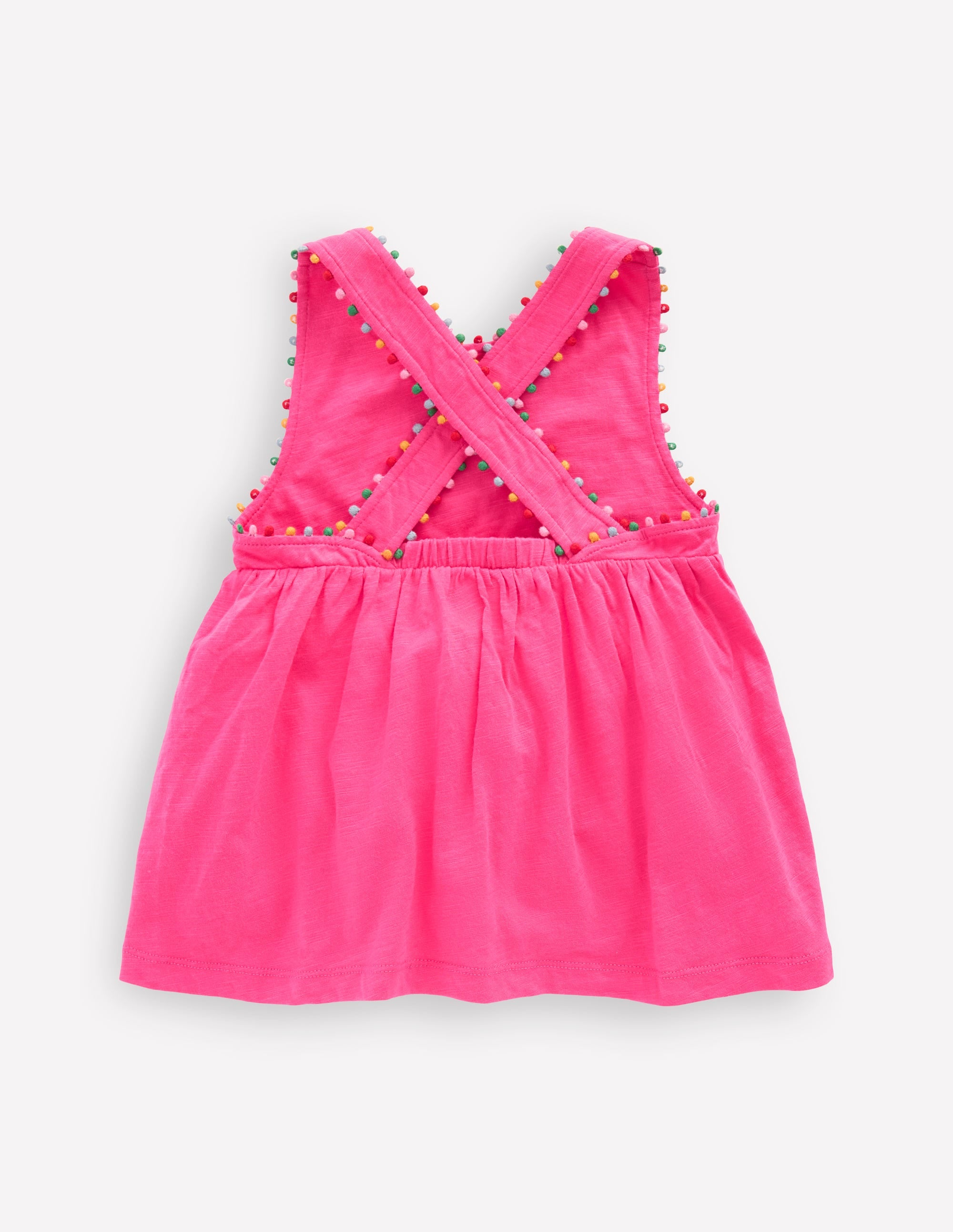 Cross-back Pom Vest-Flamingo Pink - Image 1
