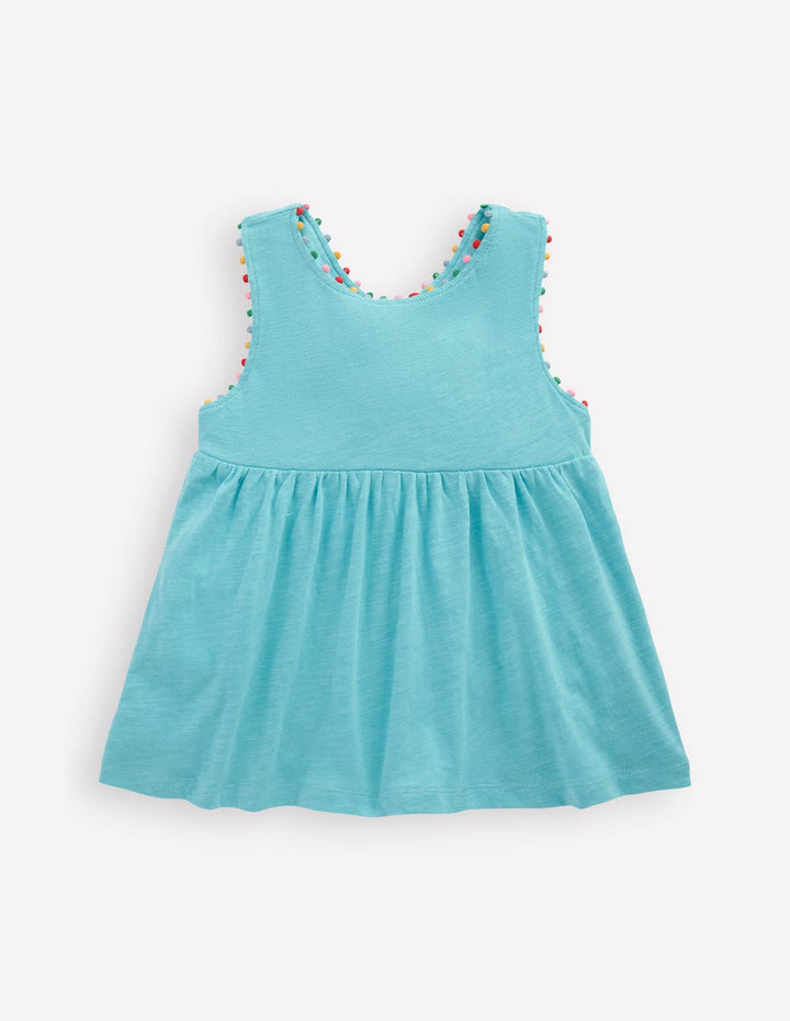 Cross-back Pom Vest-Caribbean Blue