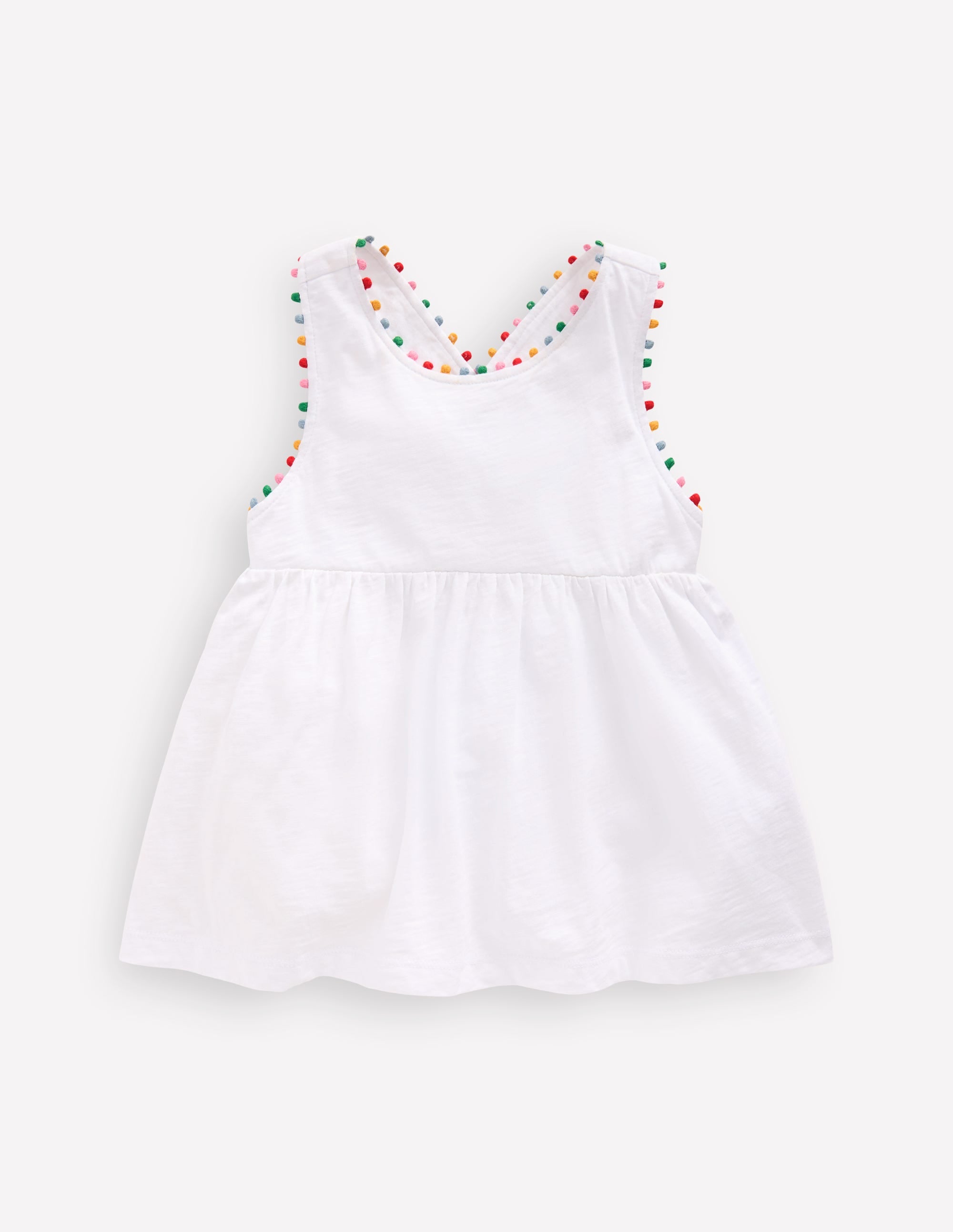 Cross-back Pom Vest-White - Image 1