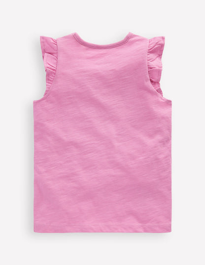 Short Sleeve Frill Logo Top-Chalk Pink Ice Creams-2