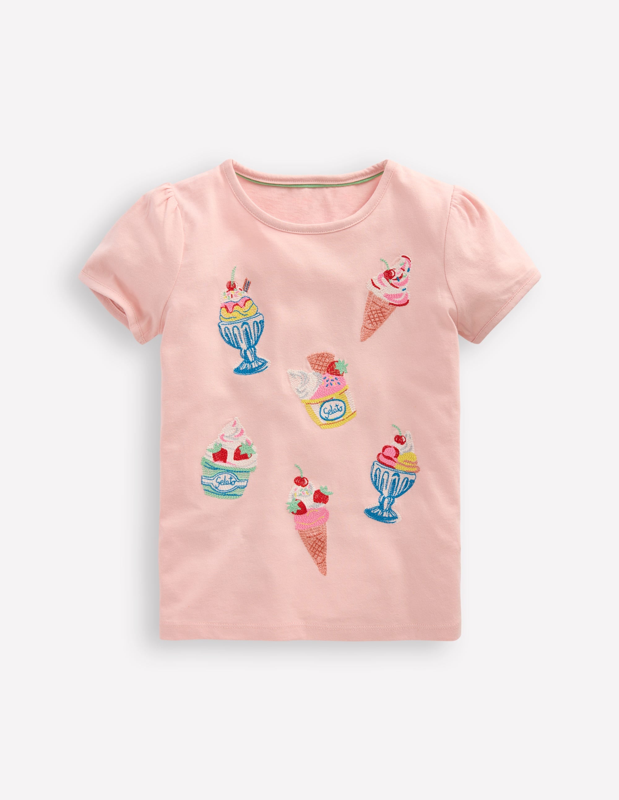 Puff Sleeve Superstitch Top-Chalk Pink Ice Creams - Image 1