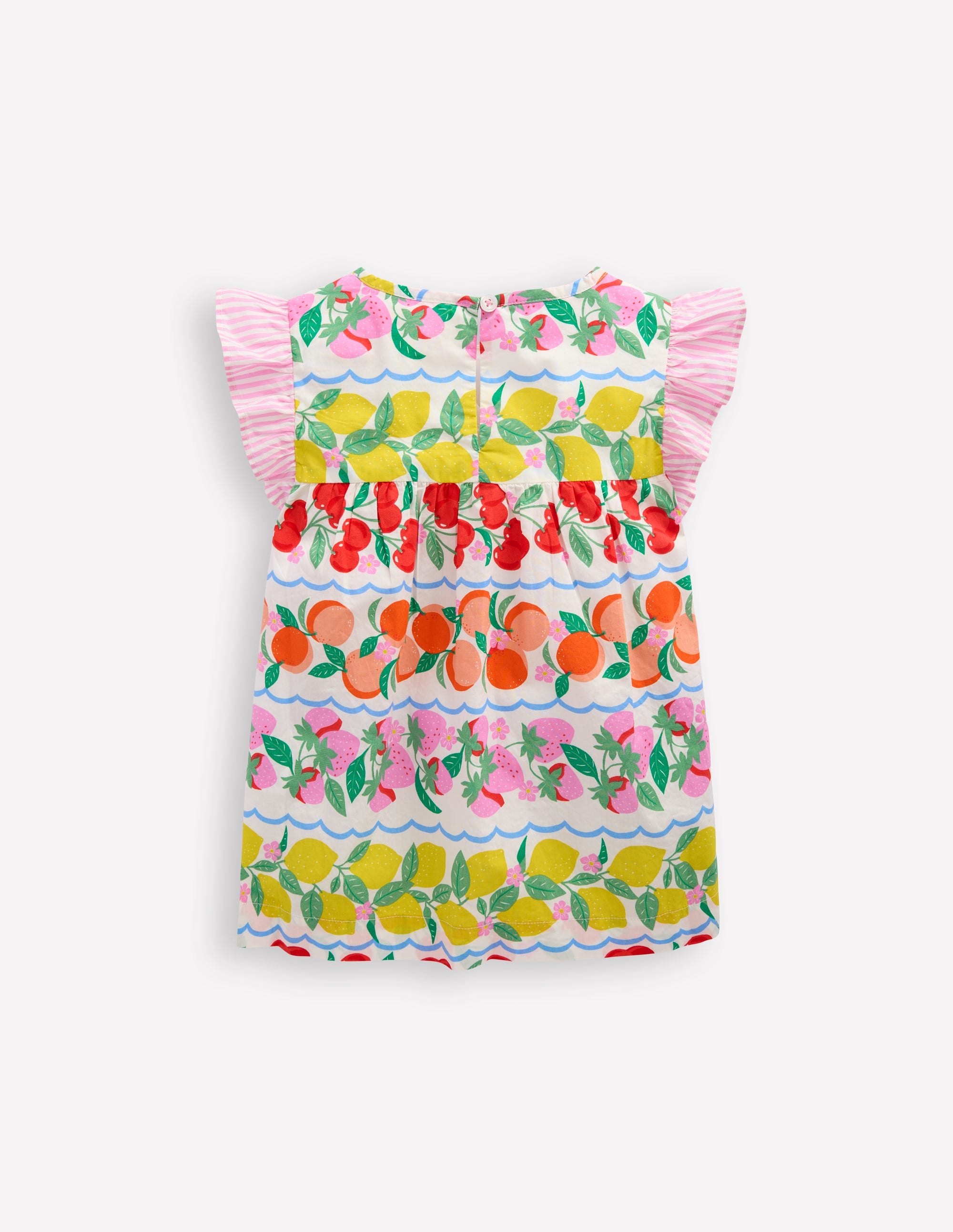 Frill Sleeve Woven Top-Rainbow Fruit Stripe - Image 2