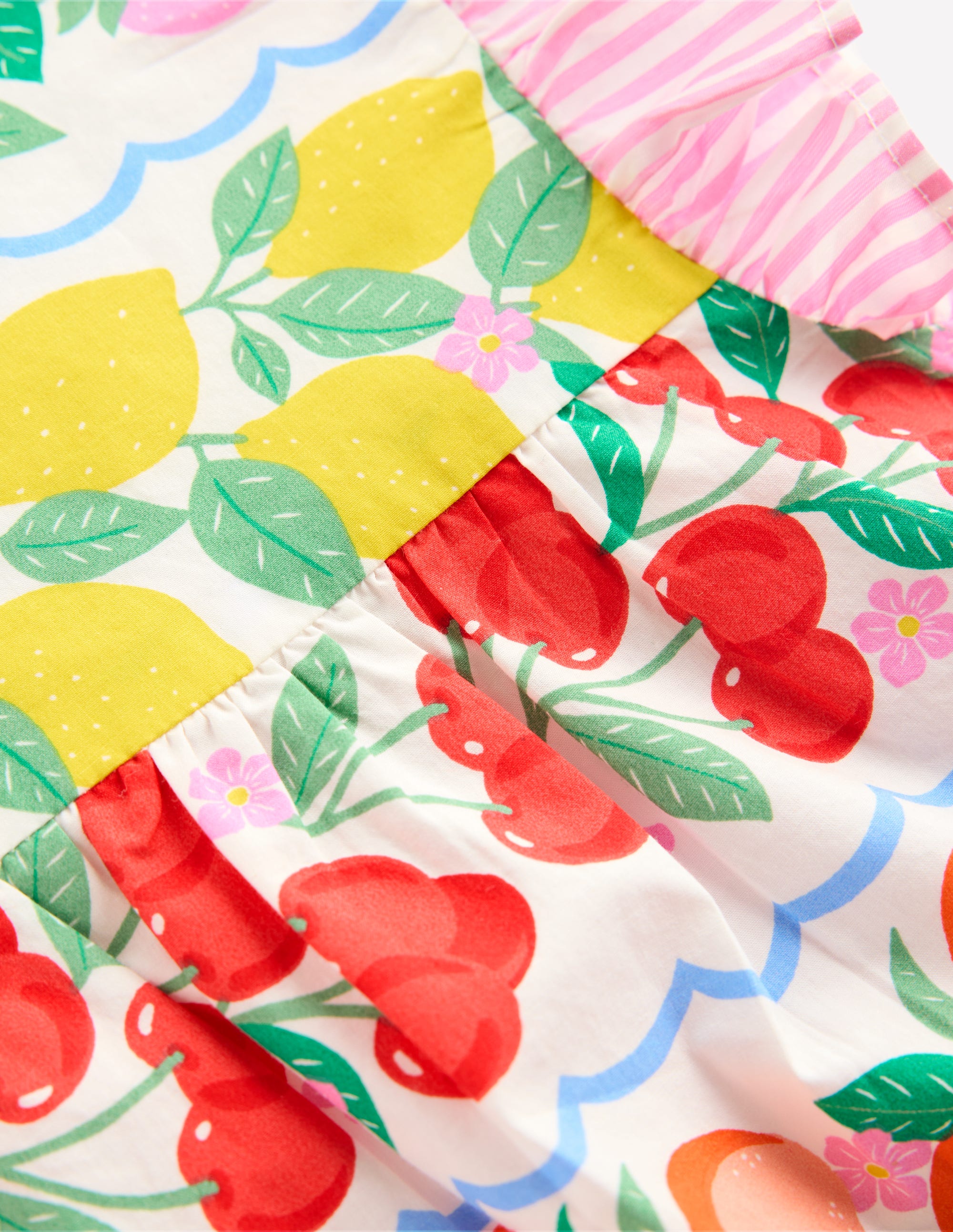 Frill Sleeve Woven Top-Rainbow Fruit Stripe - Image 3