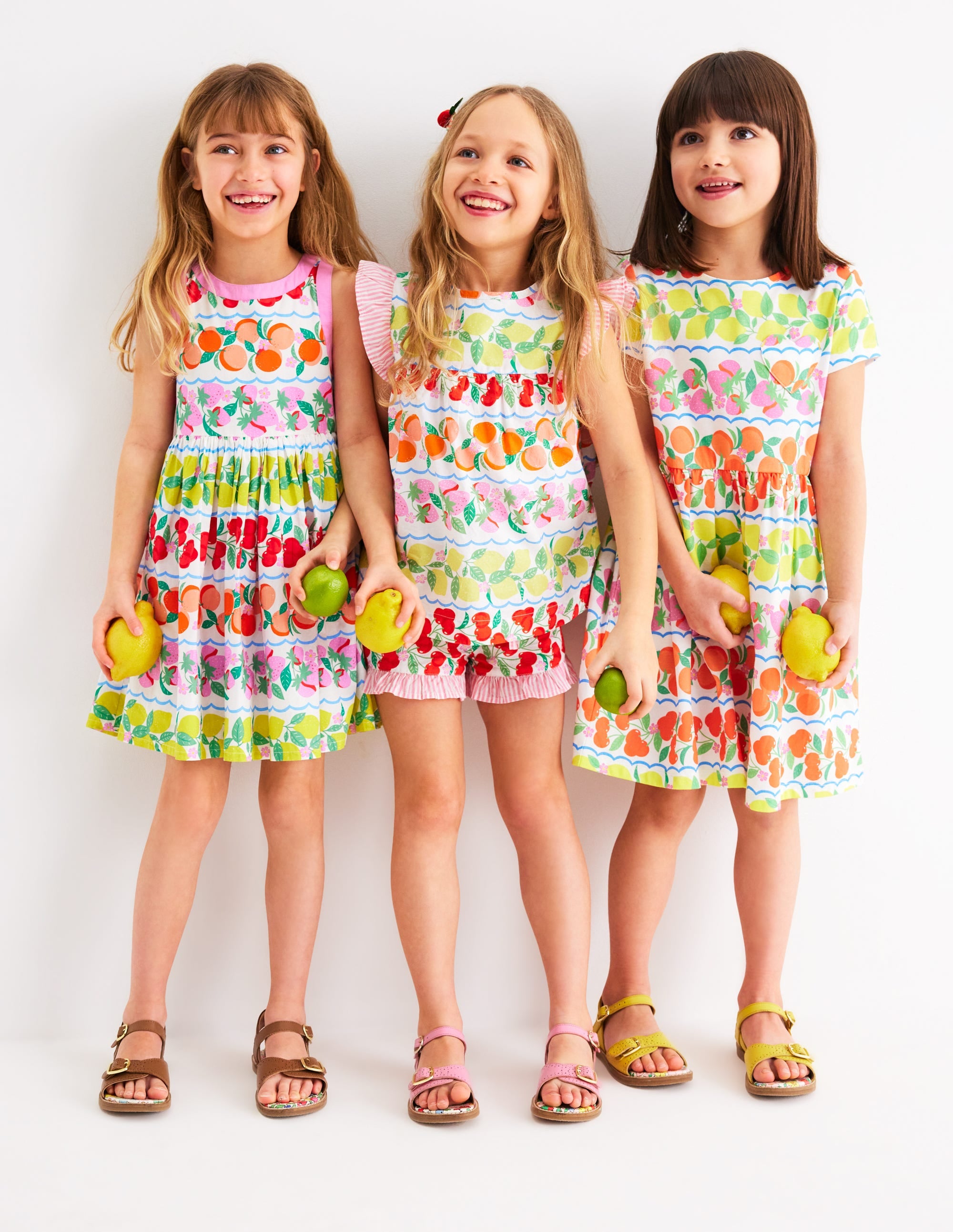 Frill Sleeve Woven Top-Rainbow Fruit Stripe - Image 4