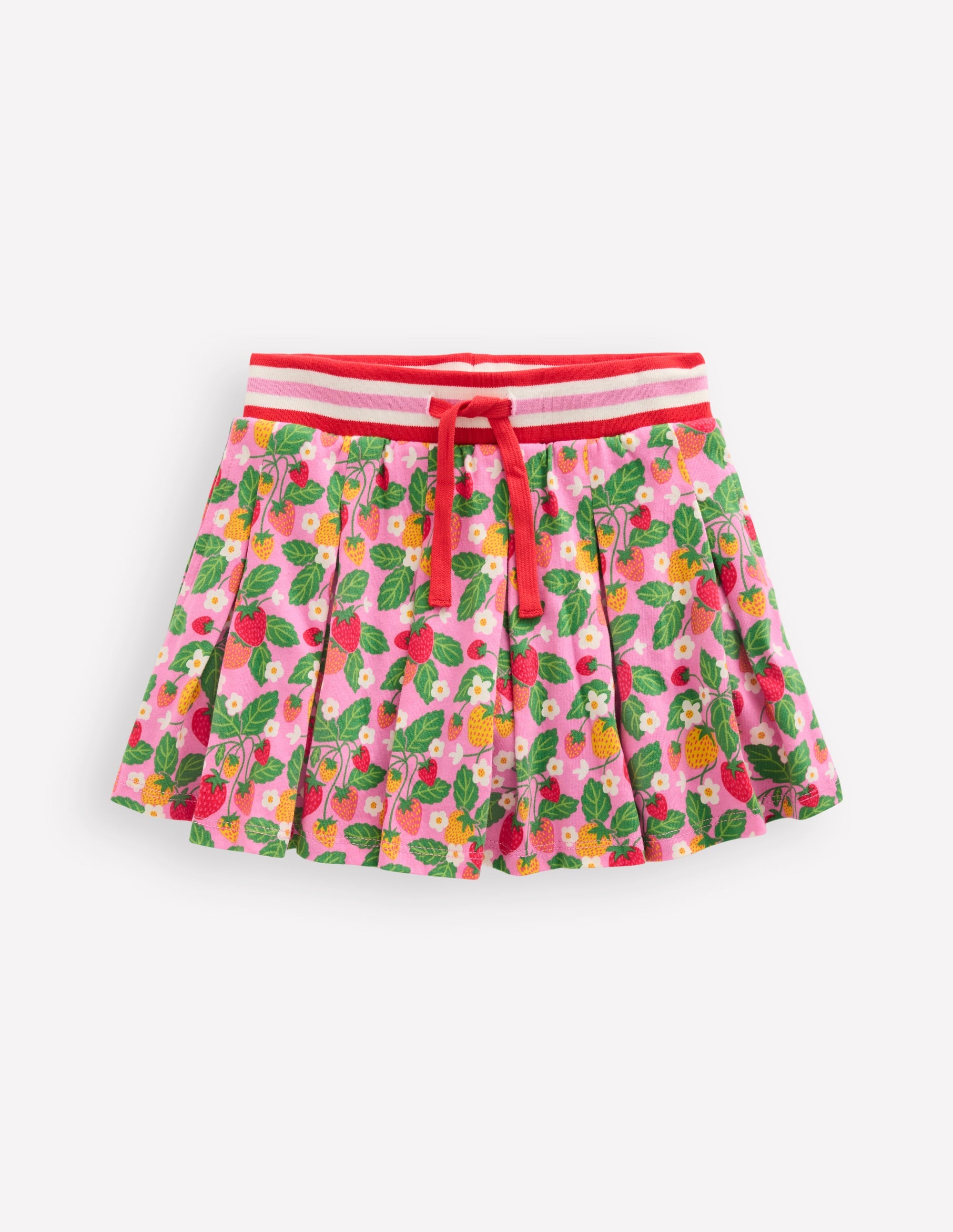Pleated Jersey Skort-Cosmos Pink Strawberry Patch - Image 1