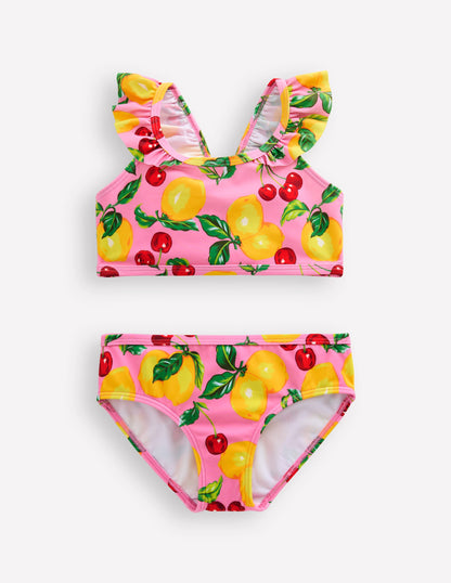 Frill Strap Bikini-Pink Lemons and Cherries-1