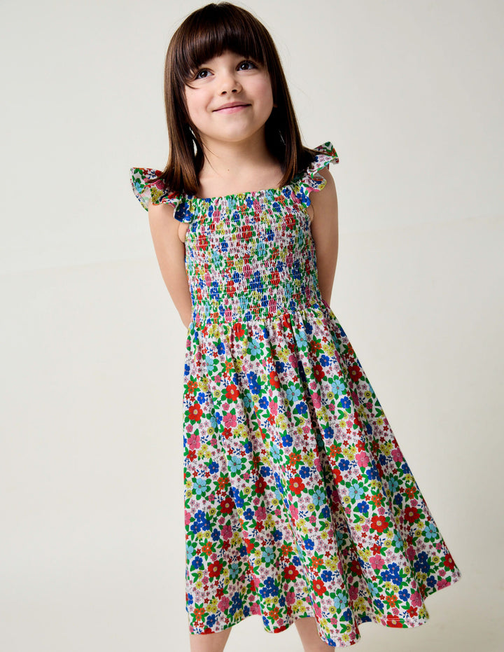Willa Shirred Jersey Dress-Multi Holiday Flowerbed