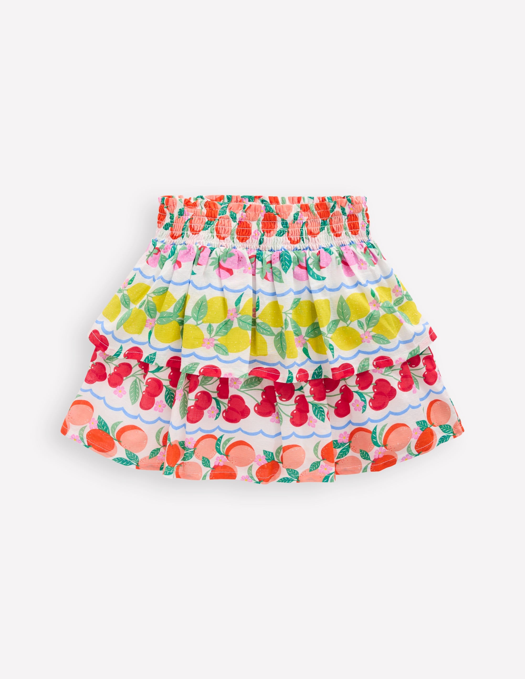 Tiered Woven Skirt-Rainbow Fruit Stripe - Image 1