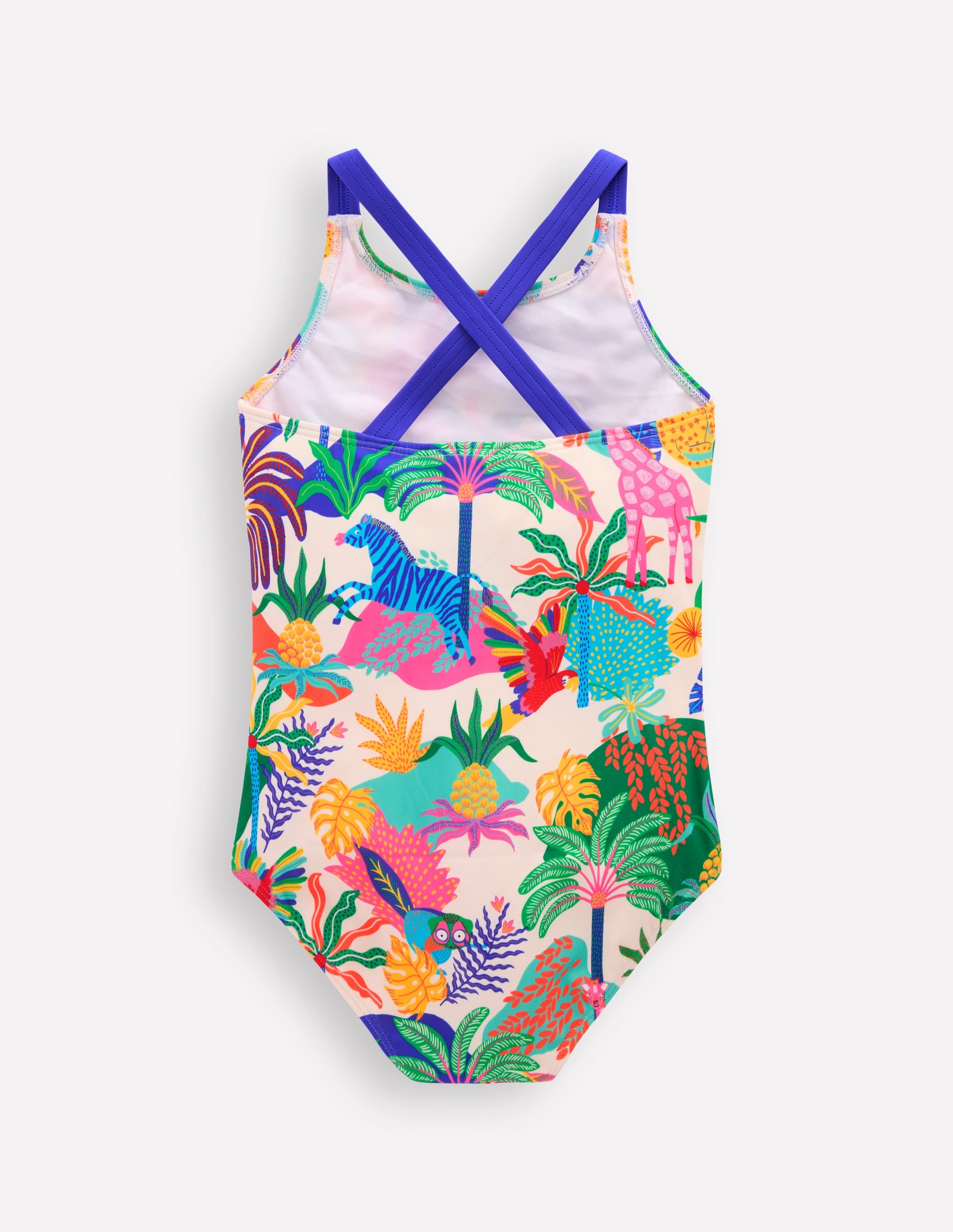 Cross-back Printed Swimsuit-Soft Ivory Multi Jungle - Image 2