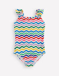 Hallie Frill Strap Swimsuit-Multi Mini Wave