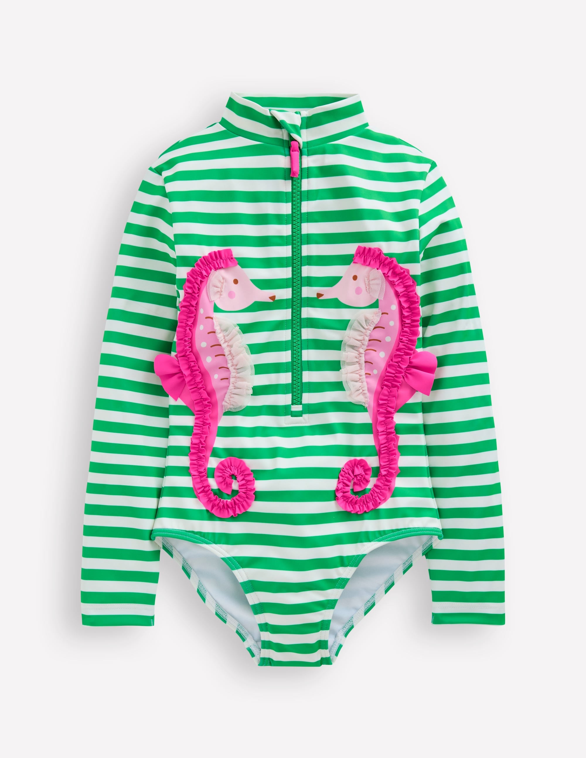 Long-sleeved Swimsuit-Green Seahorse - Image 1