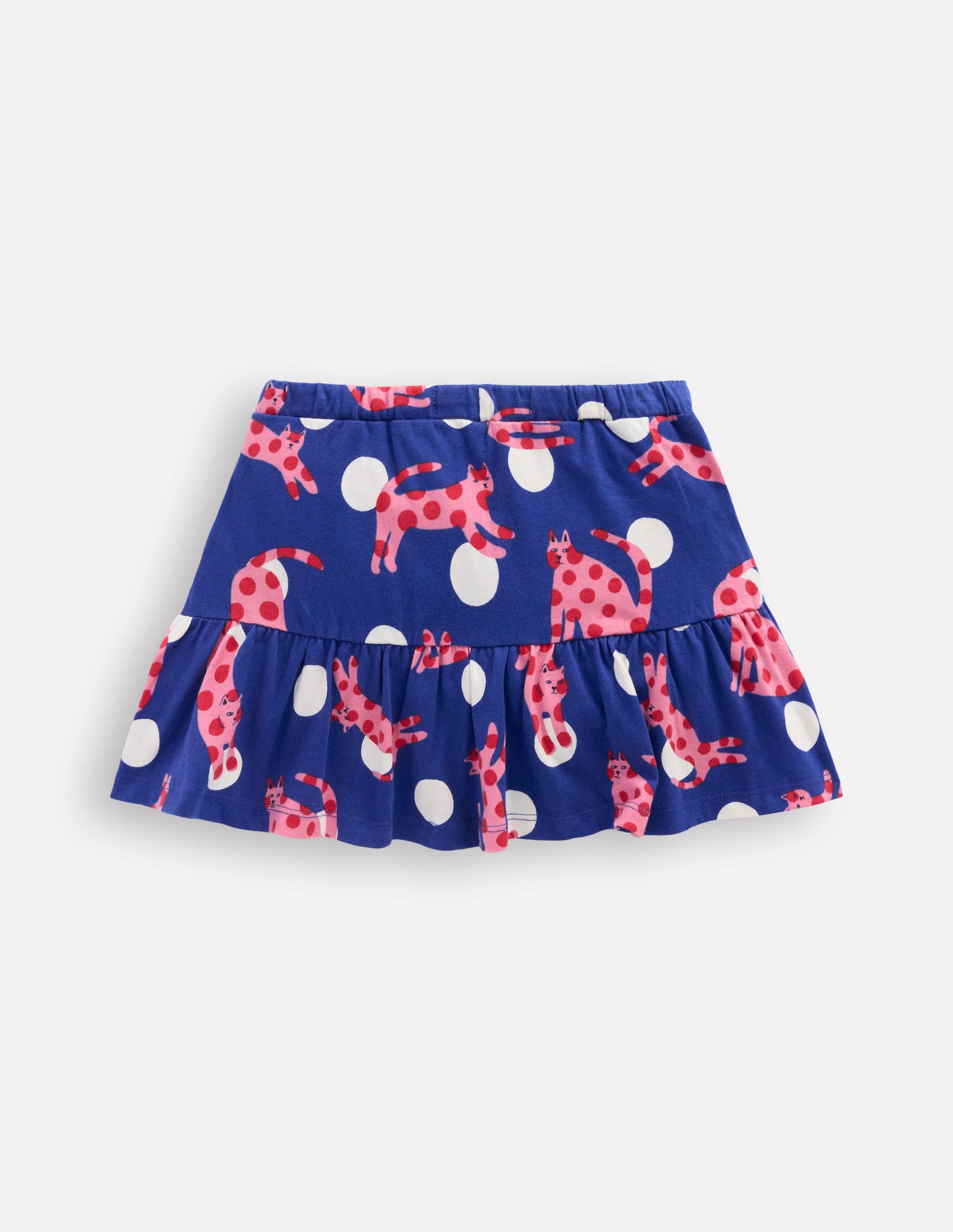 Tiered Jersey Skort-Bright Blue Spotty Cats - Image 2