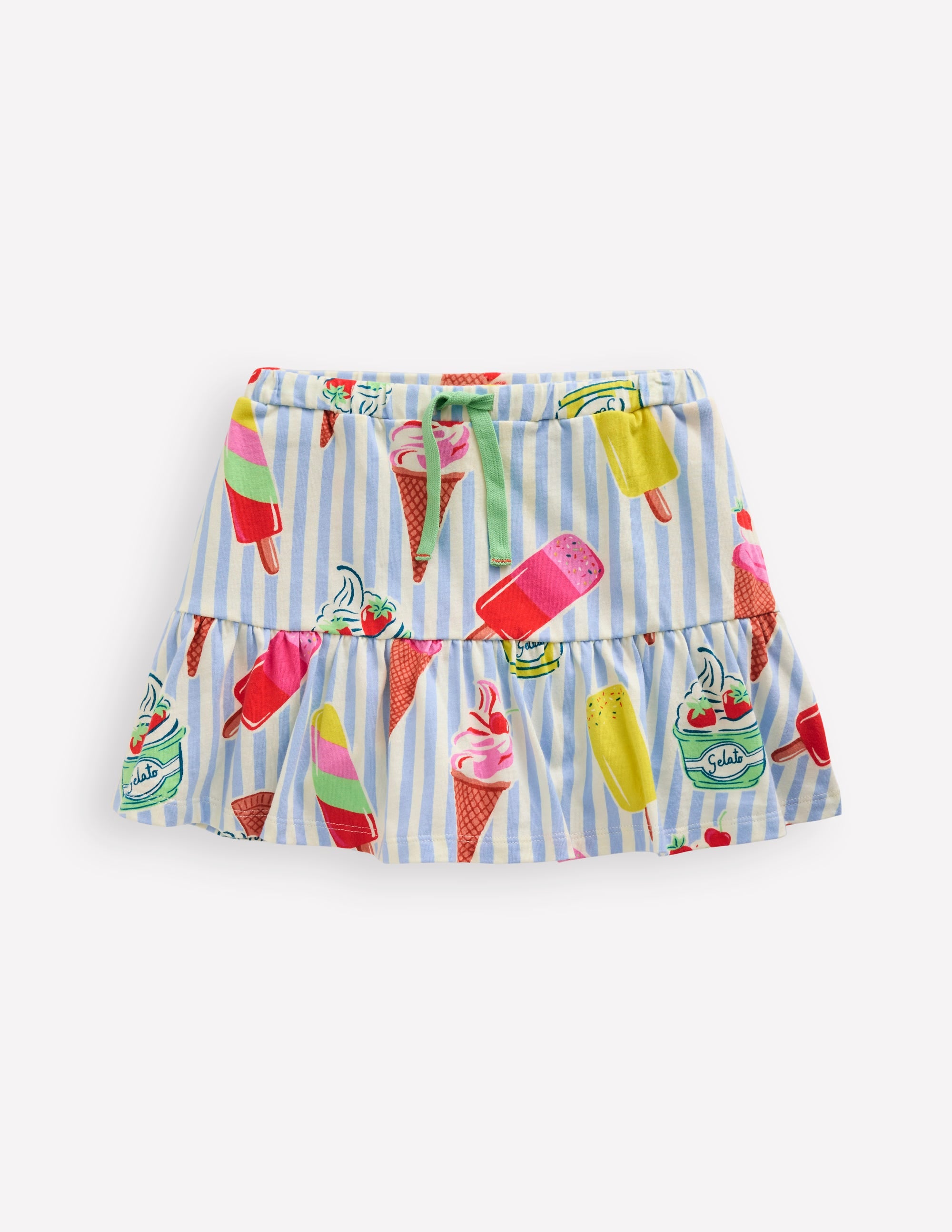 Tiered Jersey Skort-Vintage Blue Ice Cream Stripe - Image 1