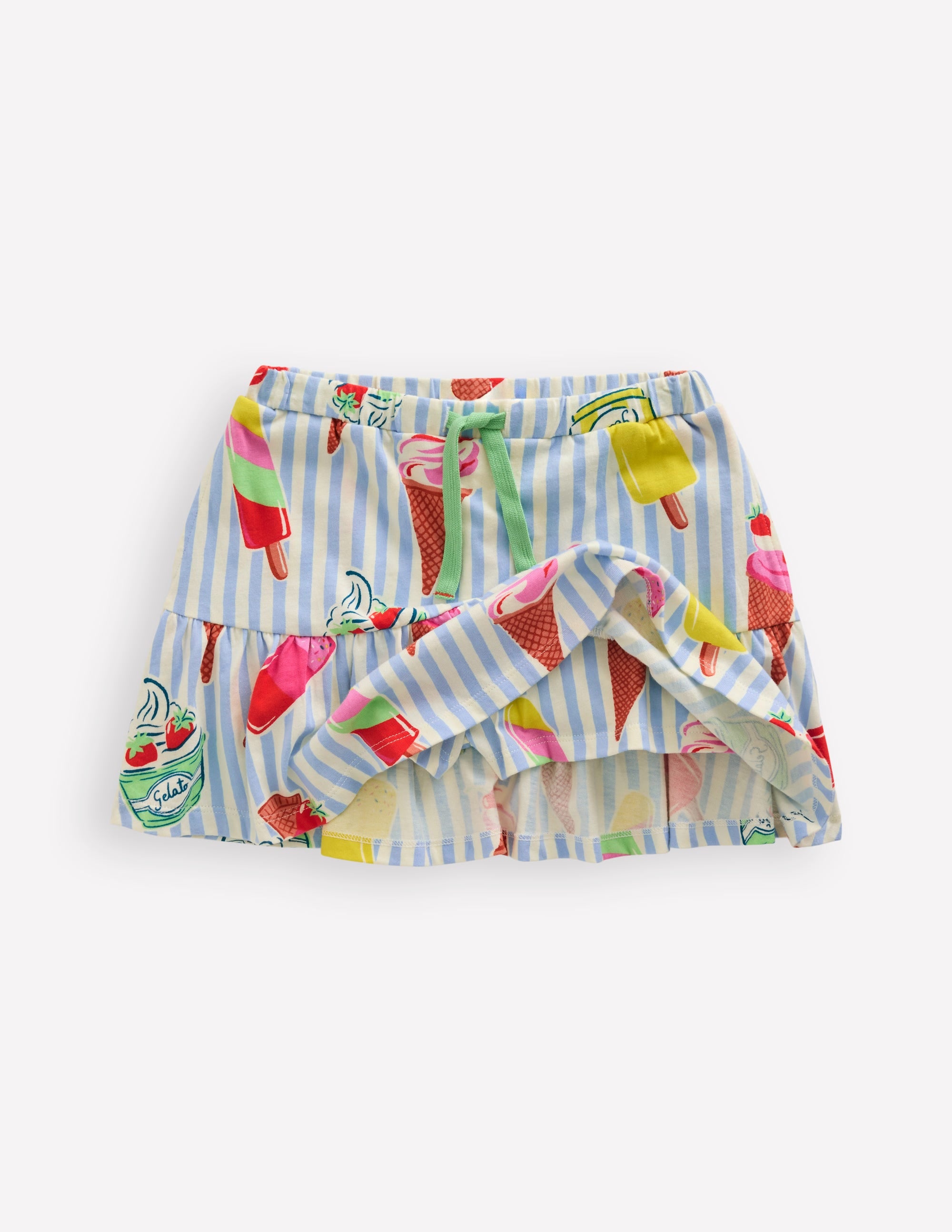 Tiered Jersey Skort-Vintage Blue Ice Cream Stripe - Image 4