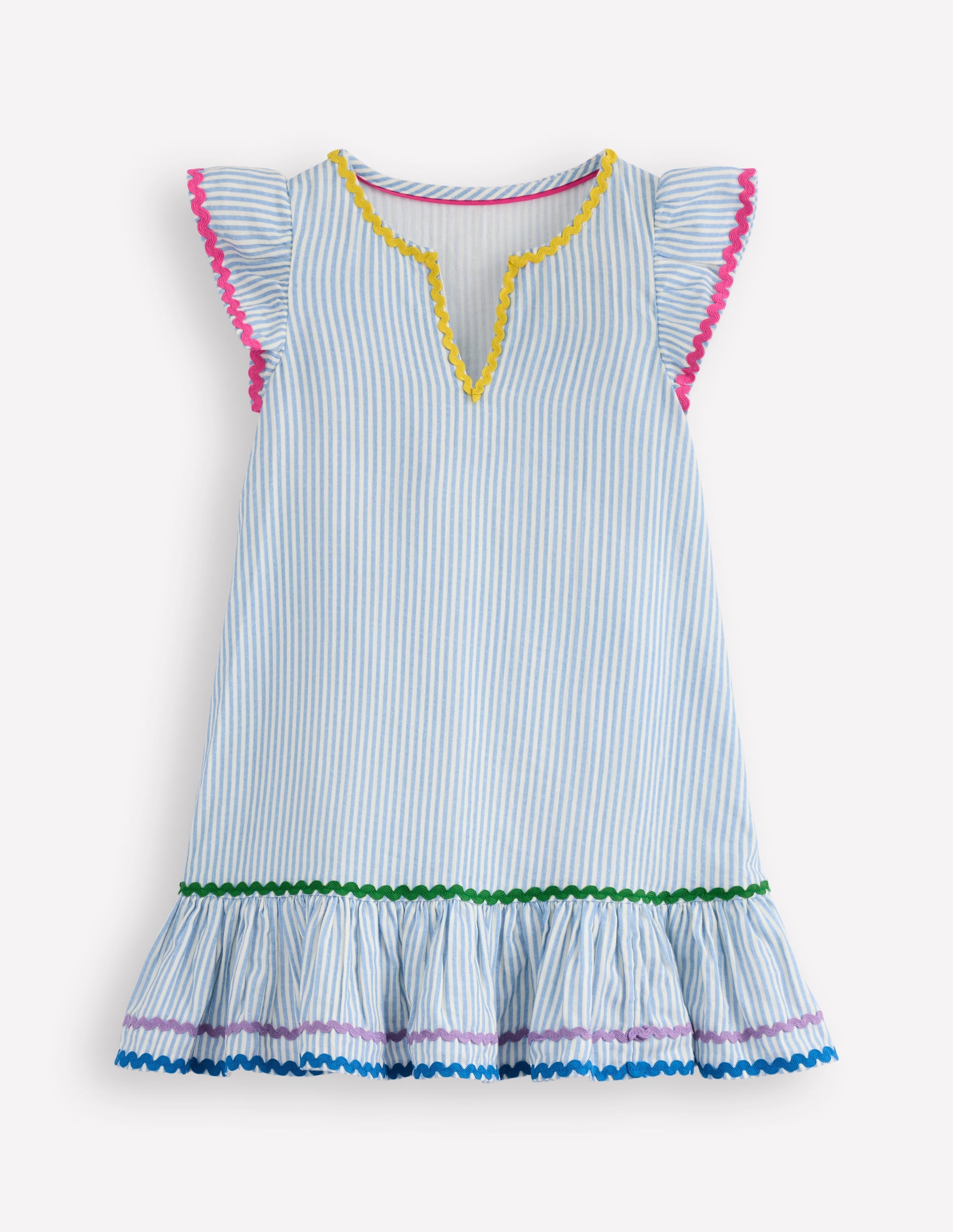 Emmy Woven Beach Dress-Blue Ticking Stripe - Image 1