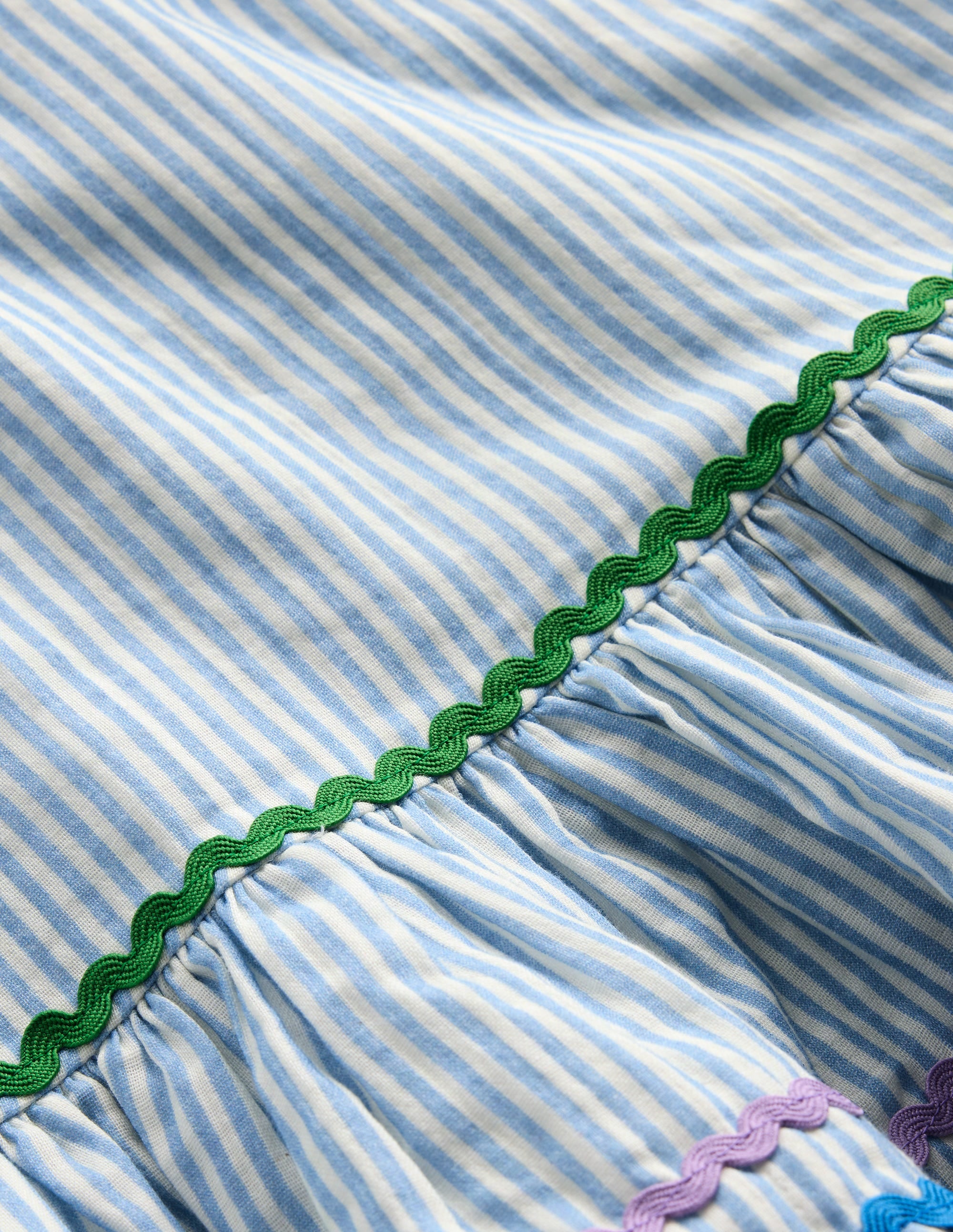 Emmy Woven Beach Dress-Blue Ticking Stripe - Image 3