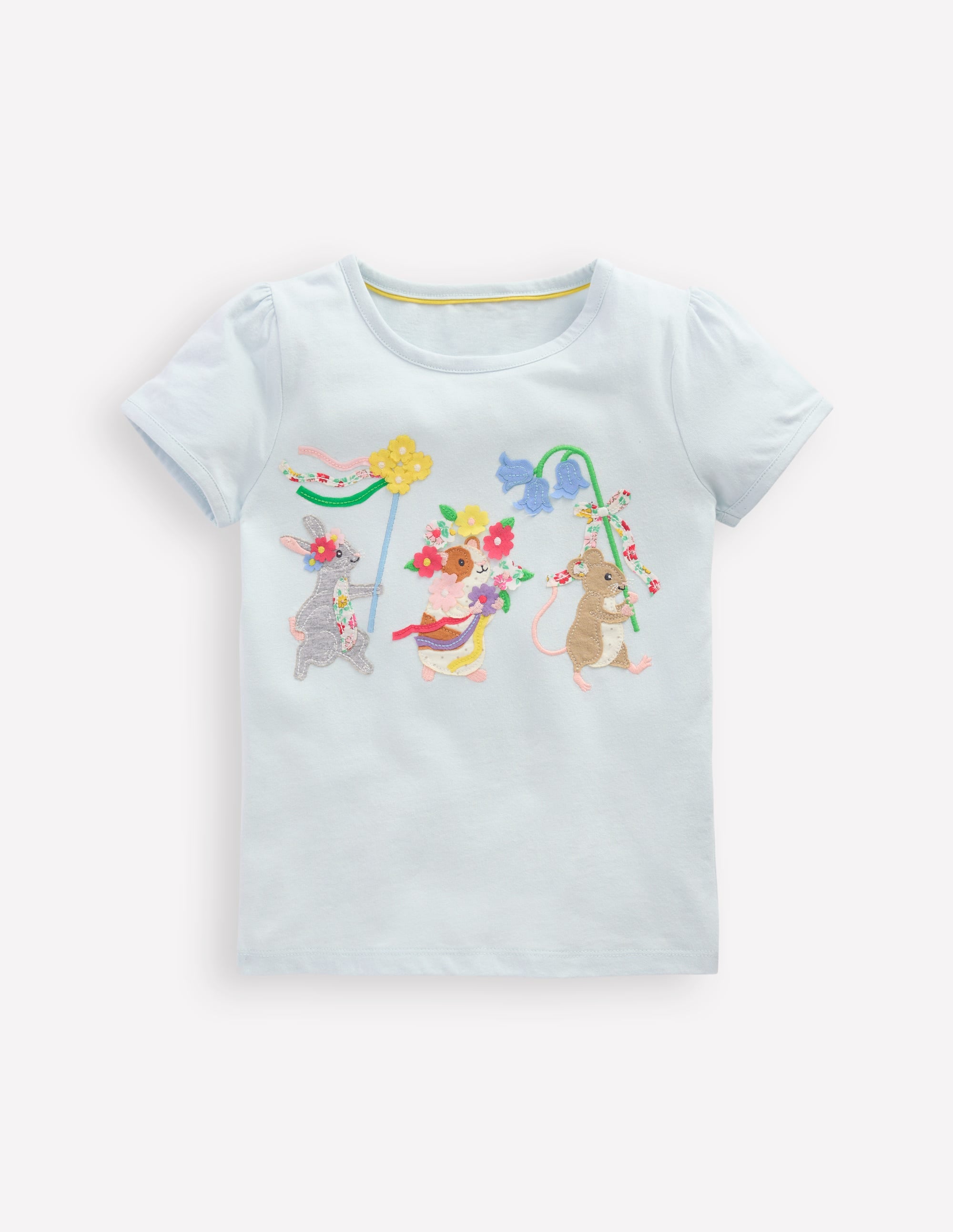 Puff Sleeve Applique Top-Cloud Blue Animals - Image 1