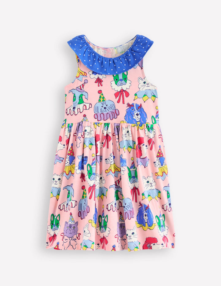 Ruffle Neck Jersey Dress-Chalk Pink Parade Pets