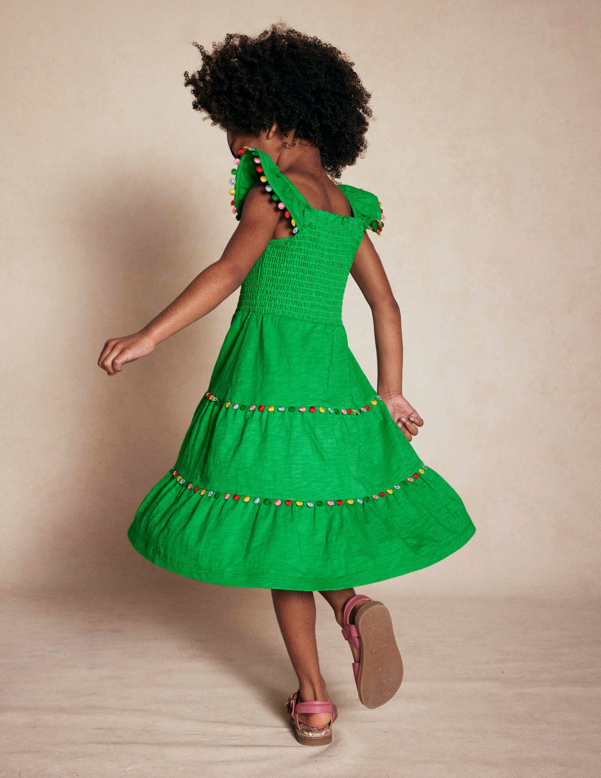 Addison Twirly Pom Dress-Sapling Green - Image 4