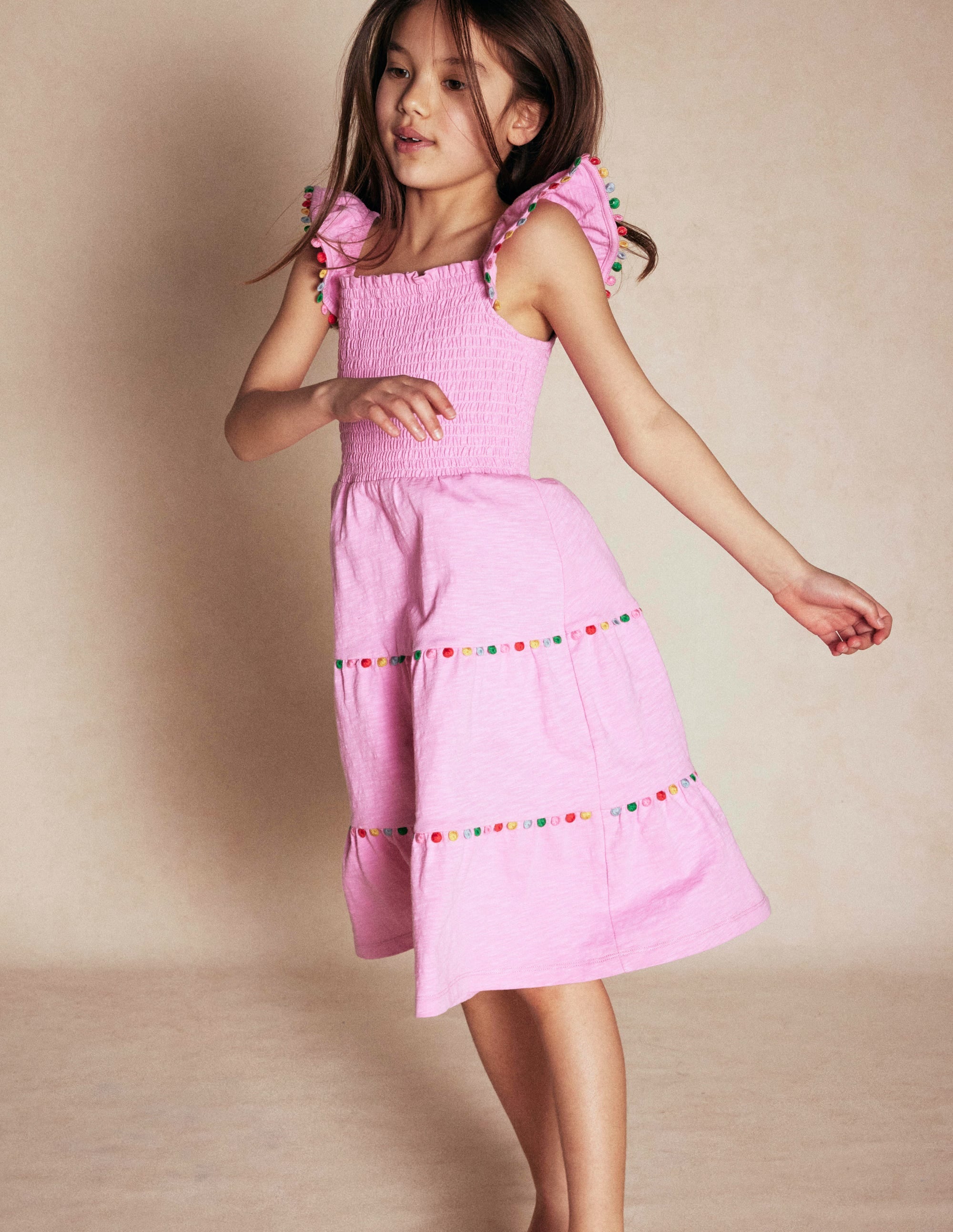 Addison Twirly Pom Dress-Pink - Image 4
