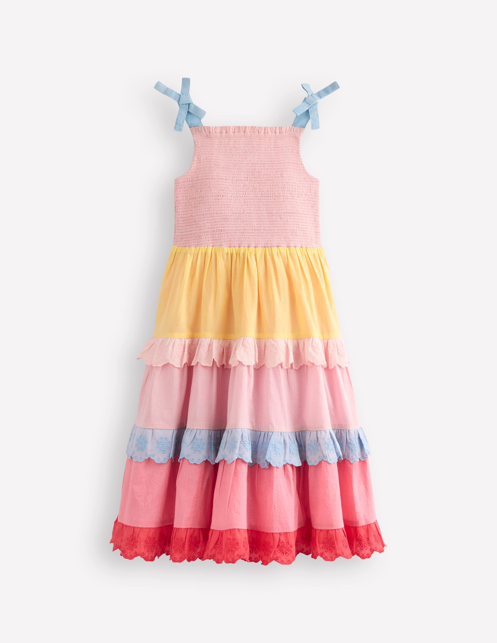 Odette Tiered Woven Sundress-Broderie Colourblock - Image 1