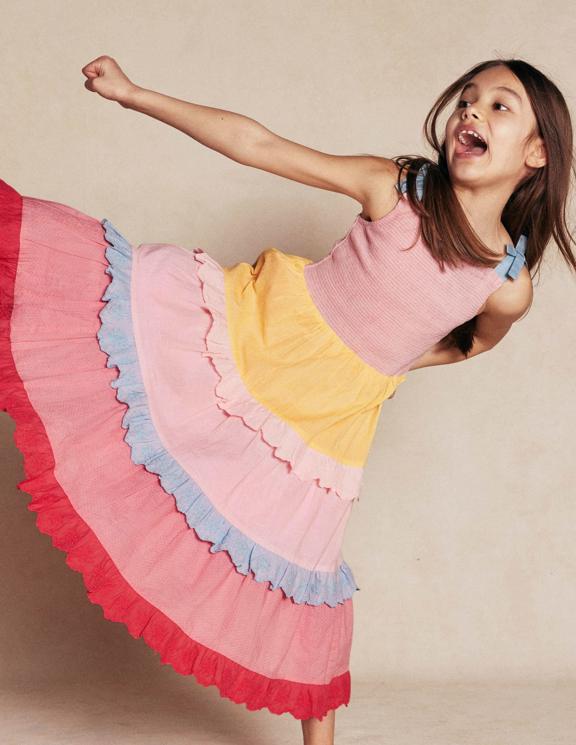 Odette Tiered Woven Sundress-Broderie Colourblock - Image 5