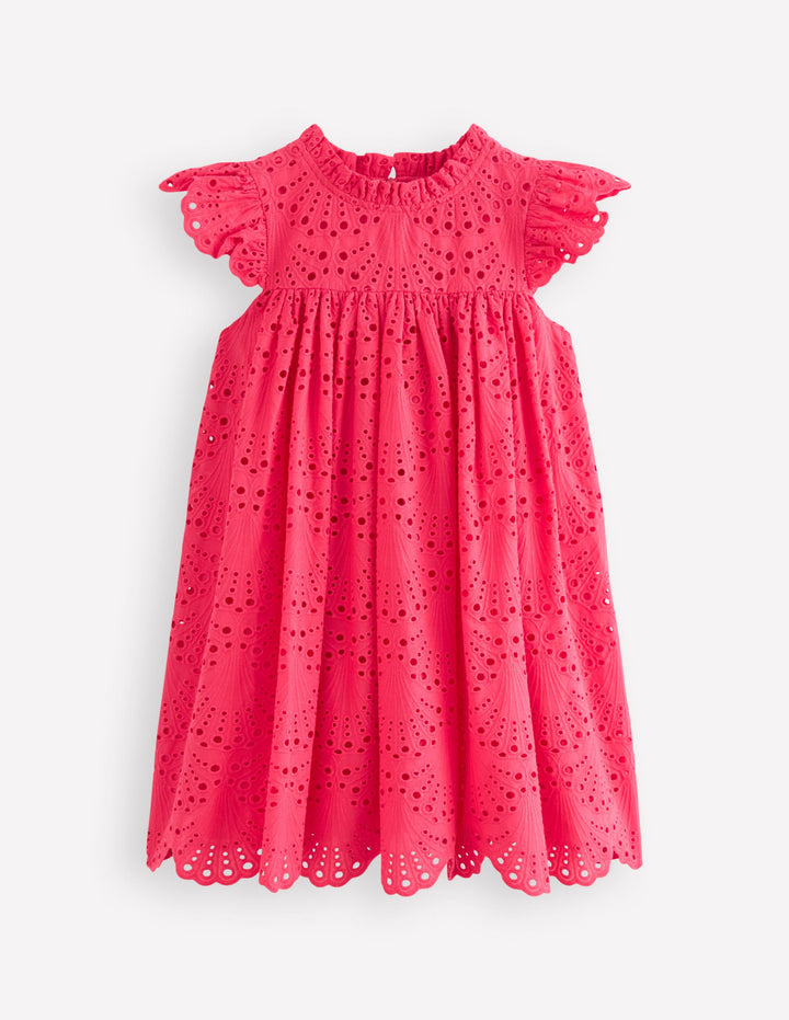 Scallop Broderie Dress-Camelia Pink