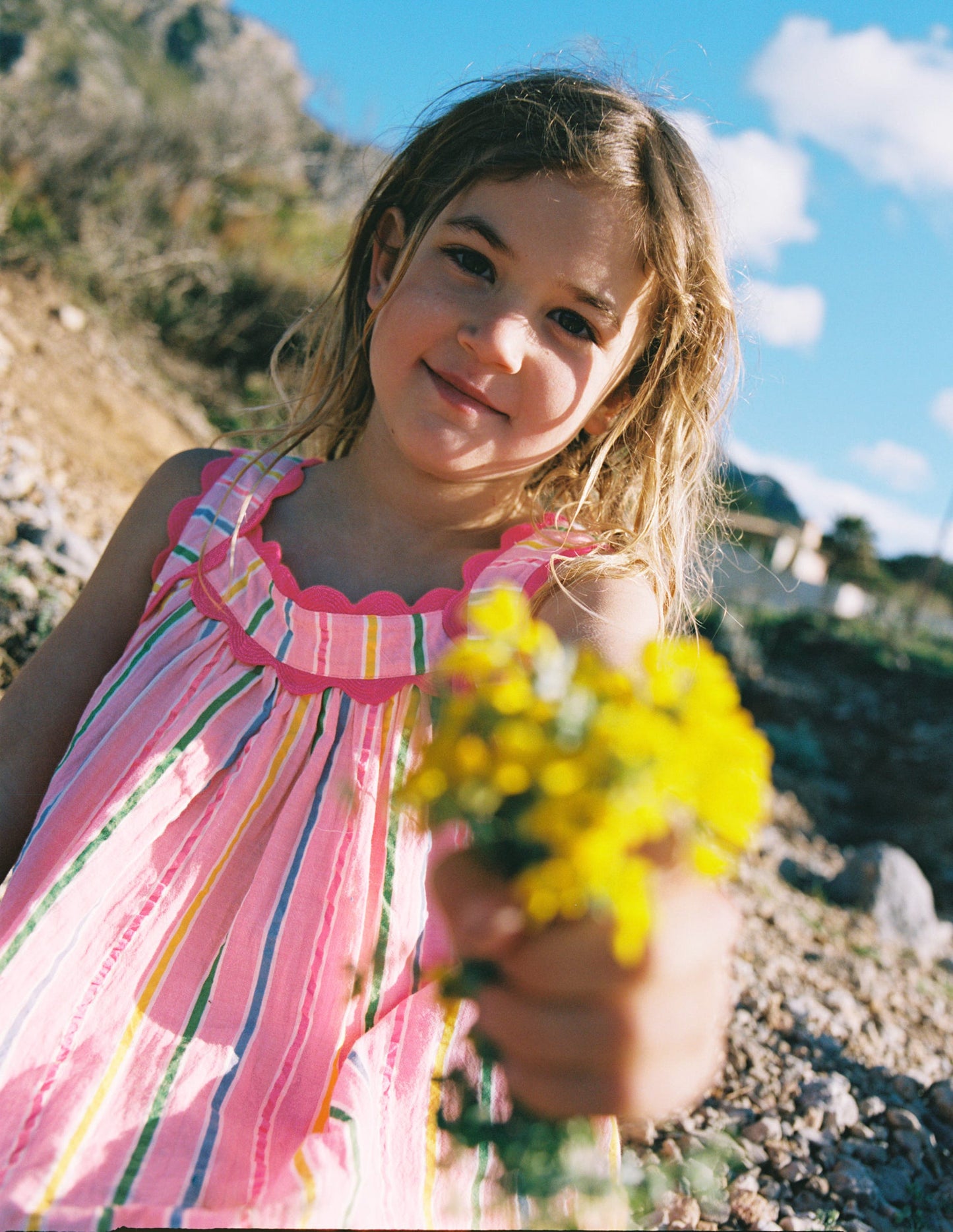 Maribel Strappy Swing Sundress-Pink Multi Stripe