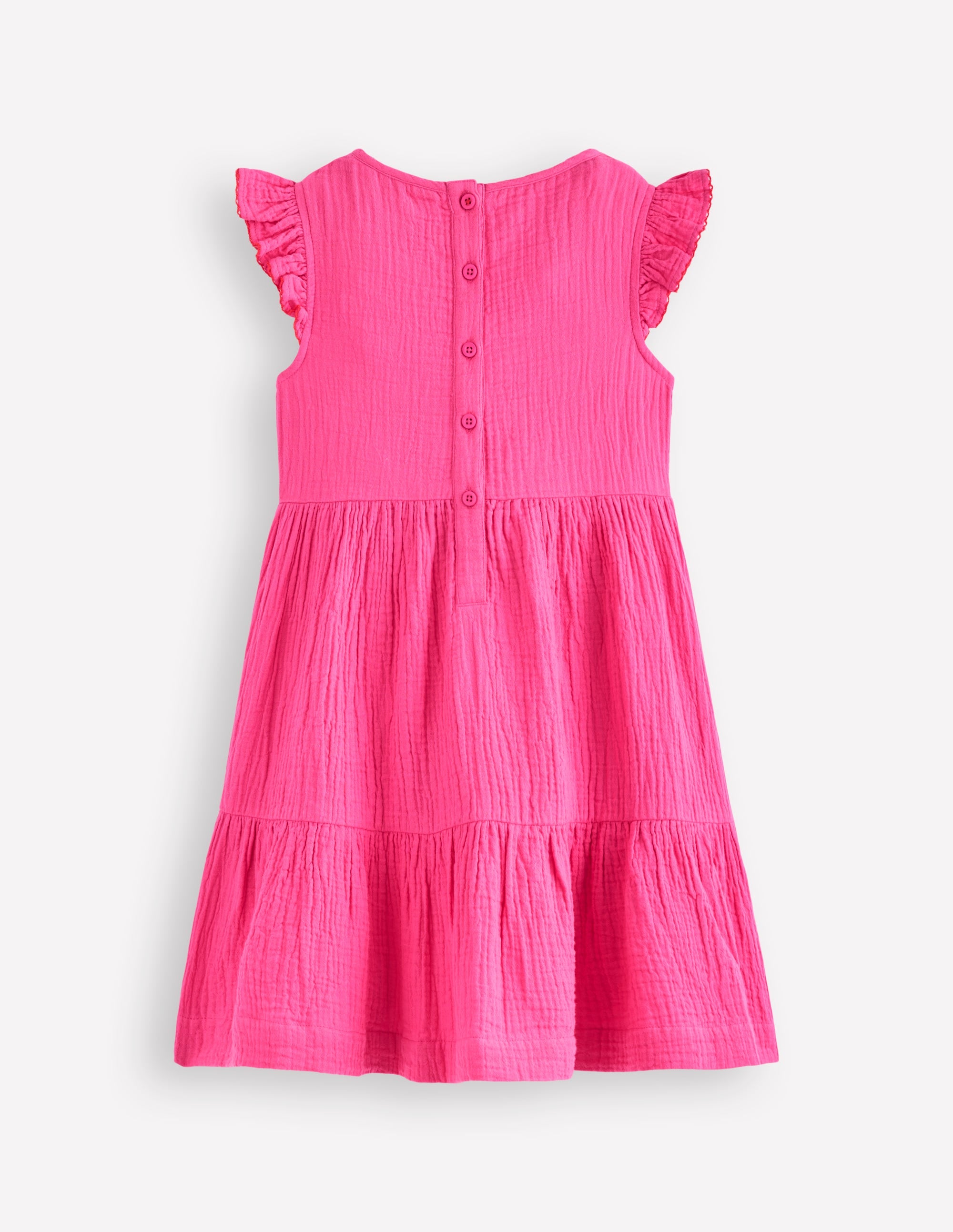 Tiered Doublecloth Dress-Sorbet Pink Embroidered - Image 2