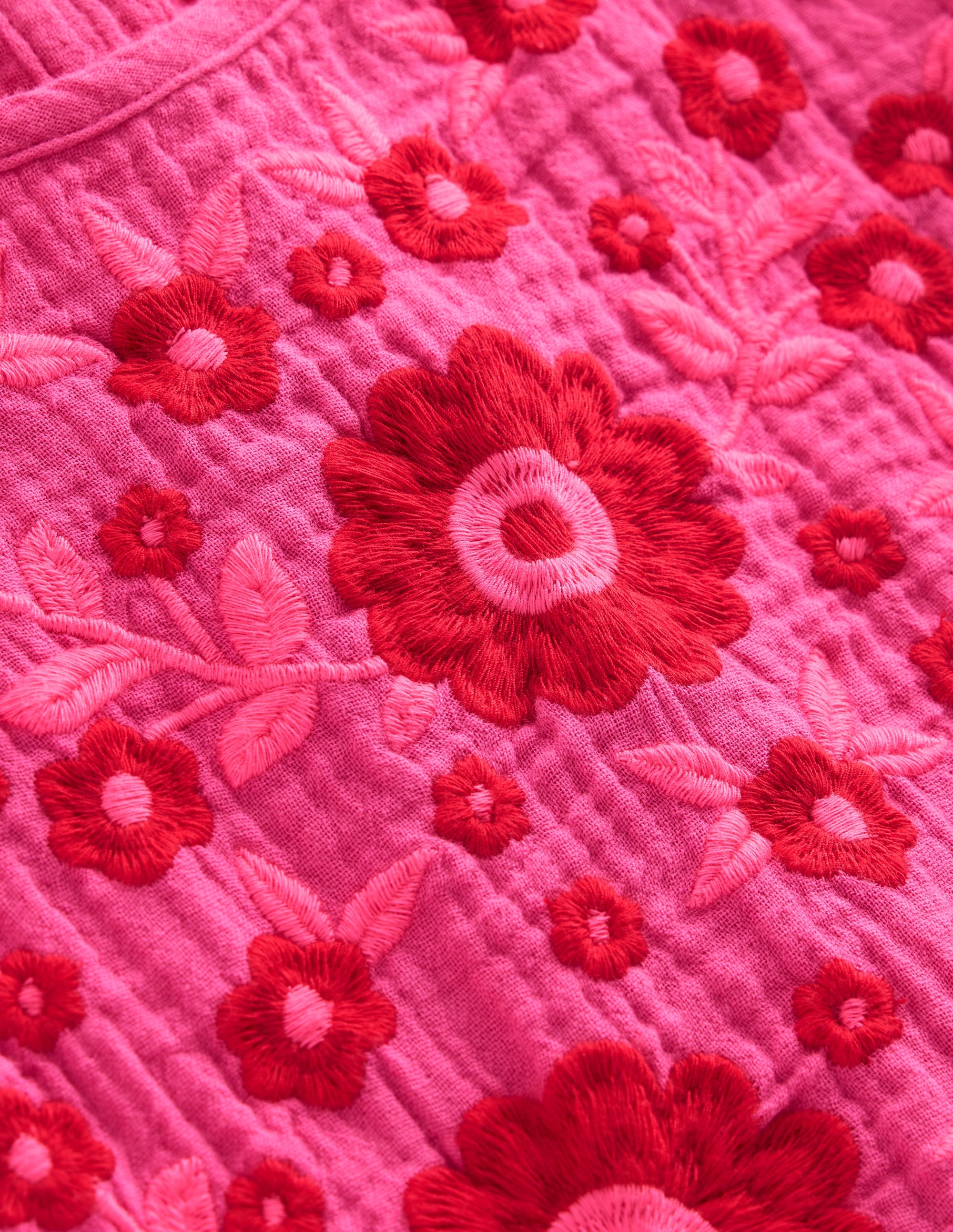Tiered Doublecloth Dress-Sorbet Pink Embroidered - Image 3