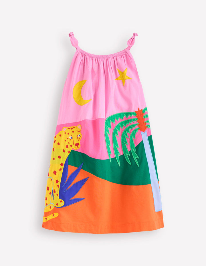 Strappy Appliqué Dress-Vintage Mauve