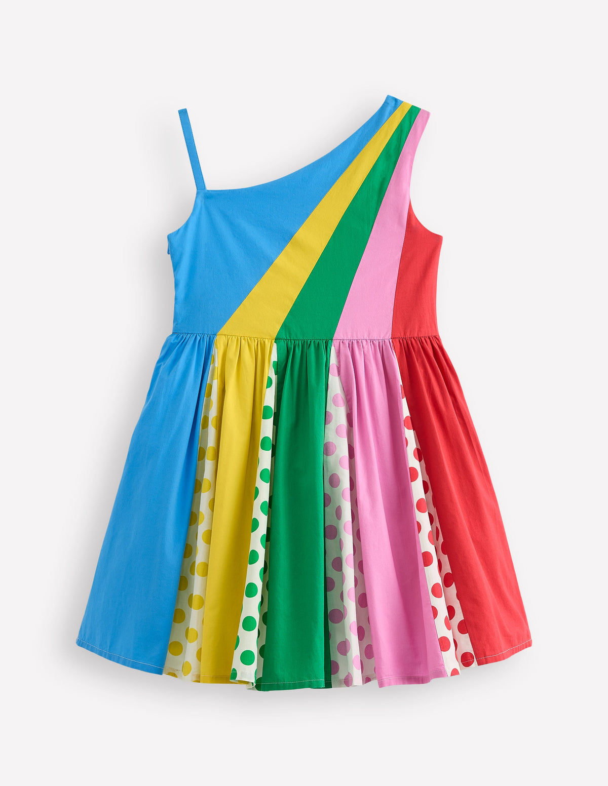 One Shoulder Woven Dress-Multi Spot - Image 2