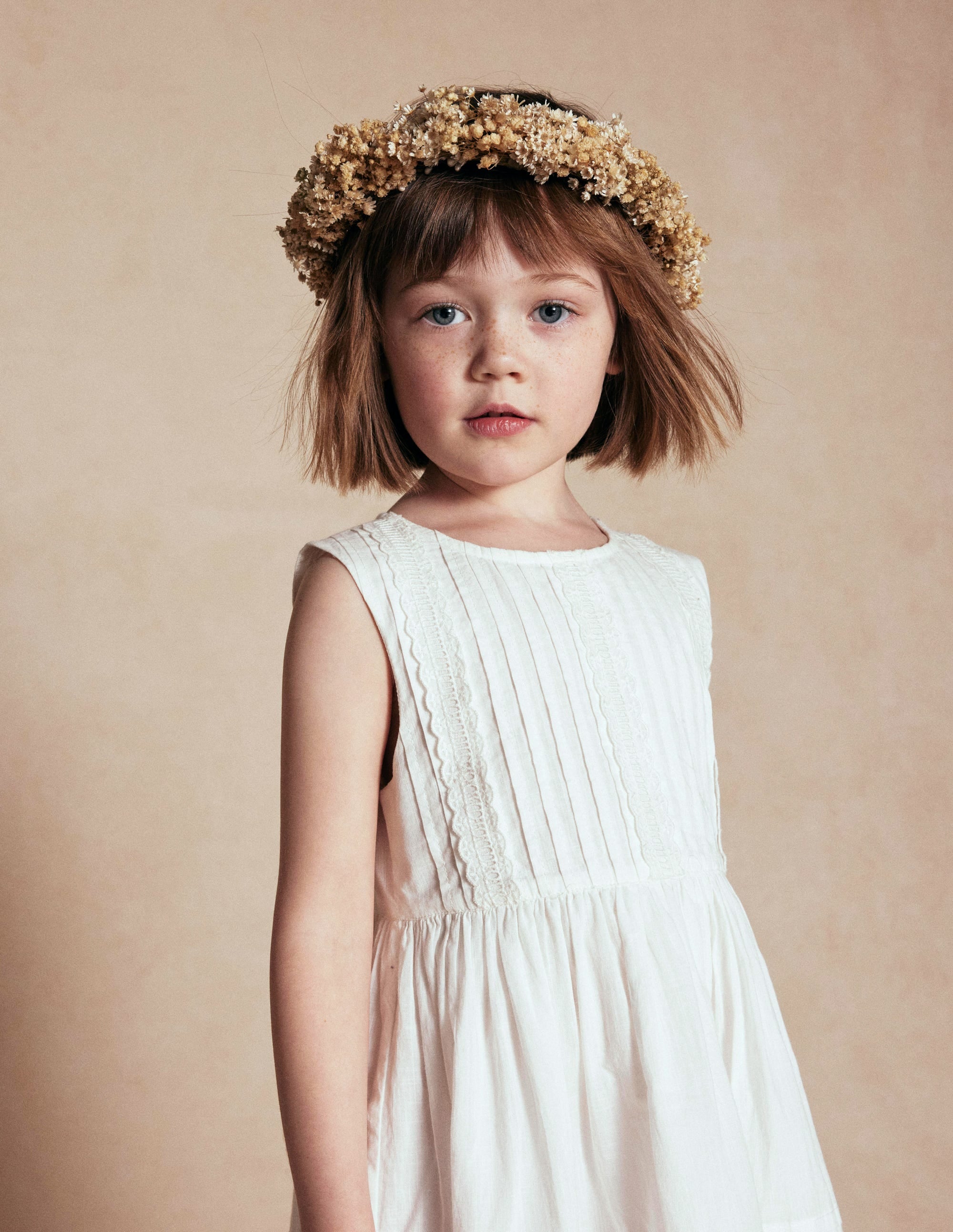 Pintuck Lace Trim Dress-Soft Ivory - Image 5