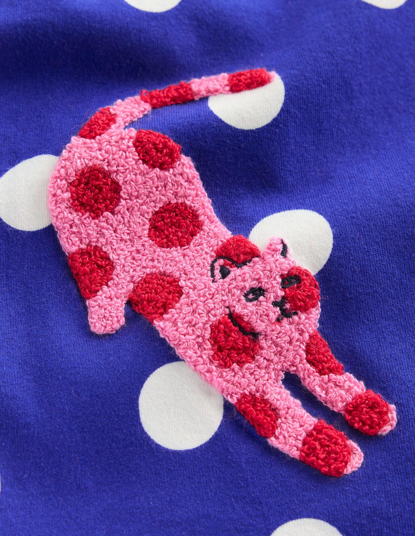 Bay Boucle T-Shirt-Bright Blue Spotty Cats