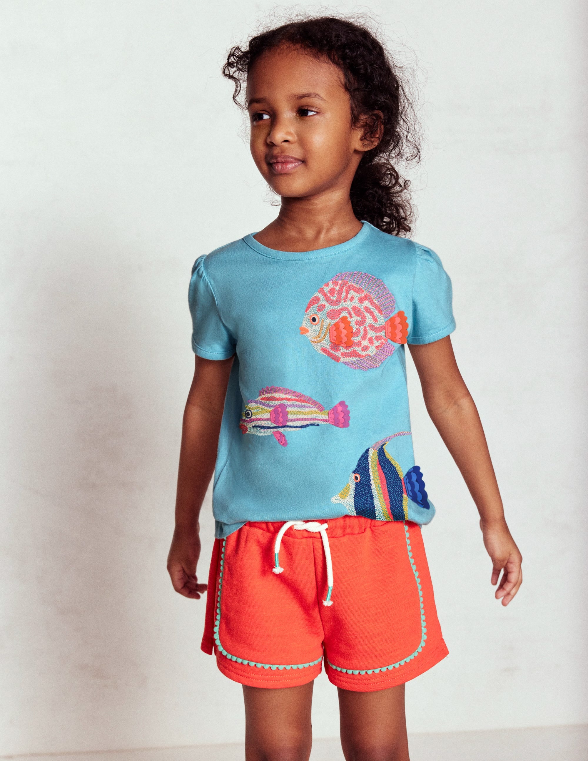 Pom Trim Jersey Short-Firecracker Red - Image 4