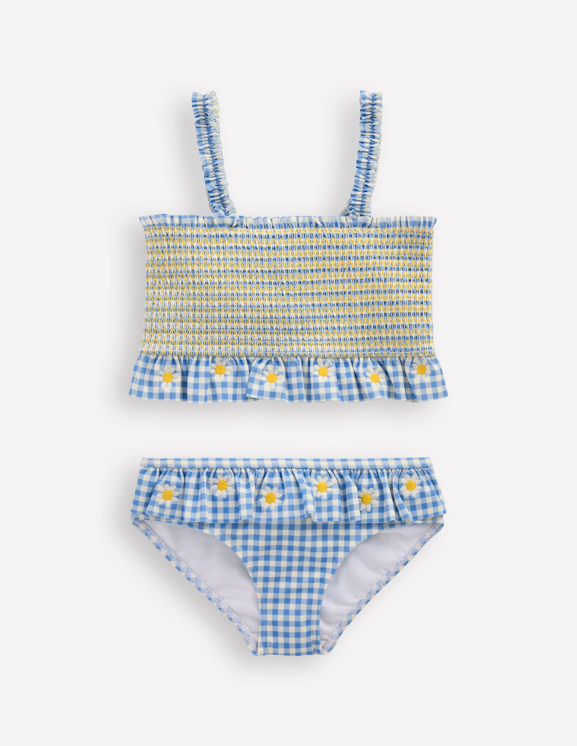 Pretty Peplum Bikini-Smocked Gingham Daisy - Image 1