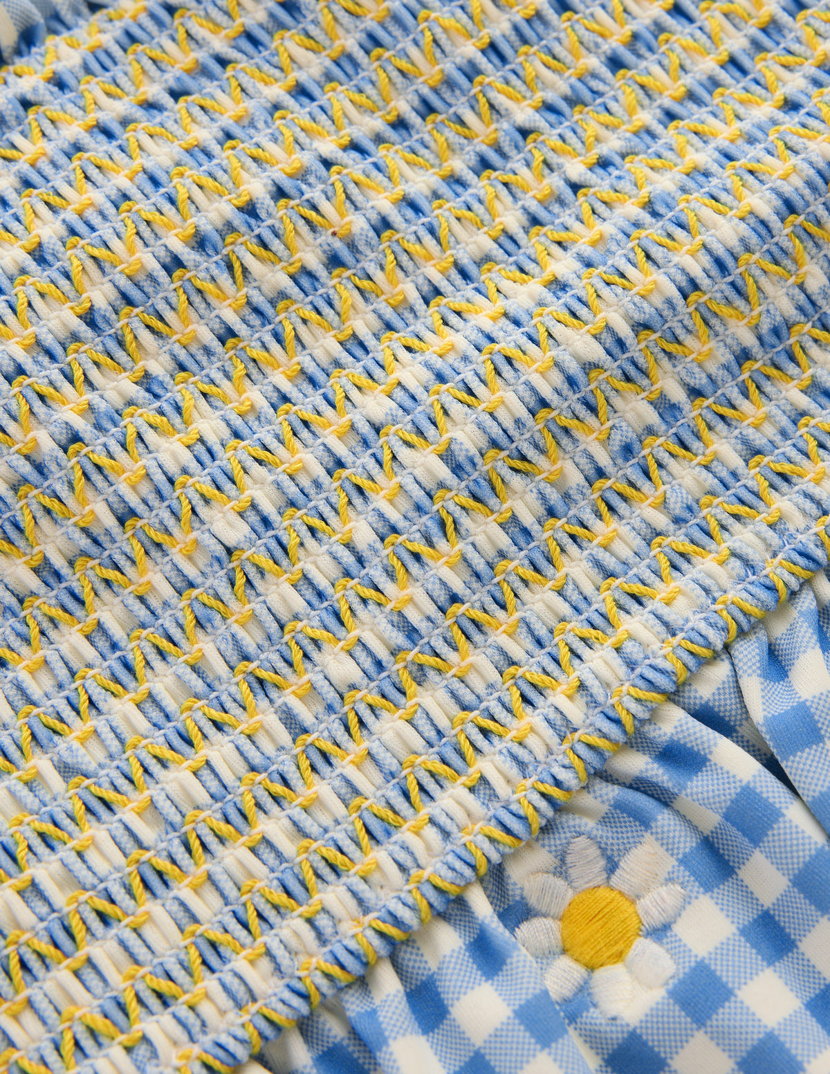 Pretty Peplum Bikini-Smocked Gingham Daisy - Image 3
