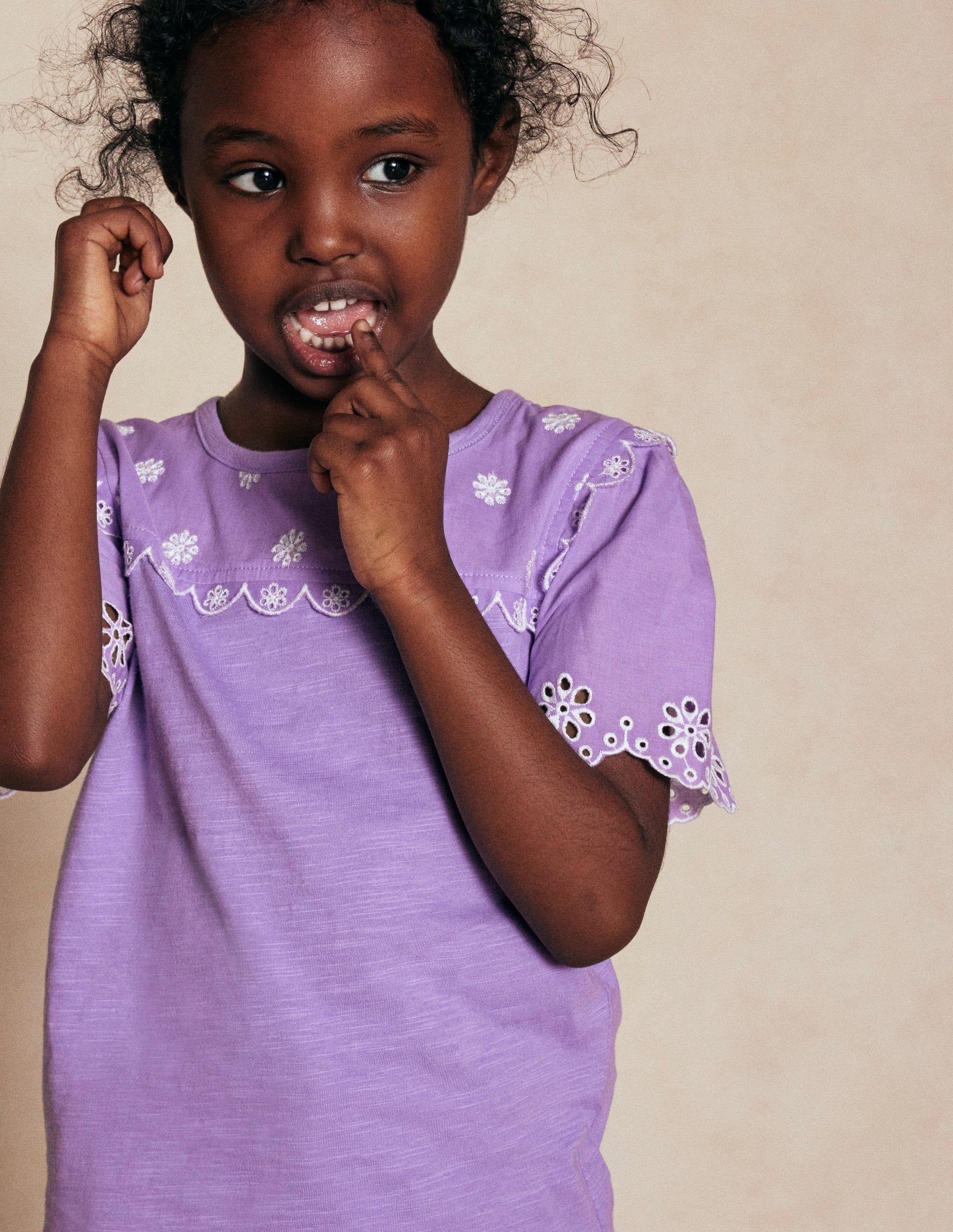 Broderie Sleeve Tee-Aster Purple - Image 4