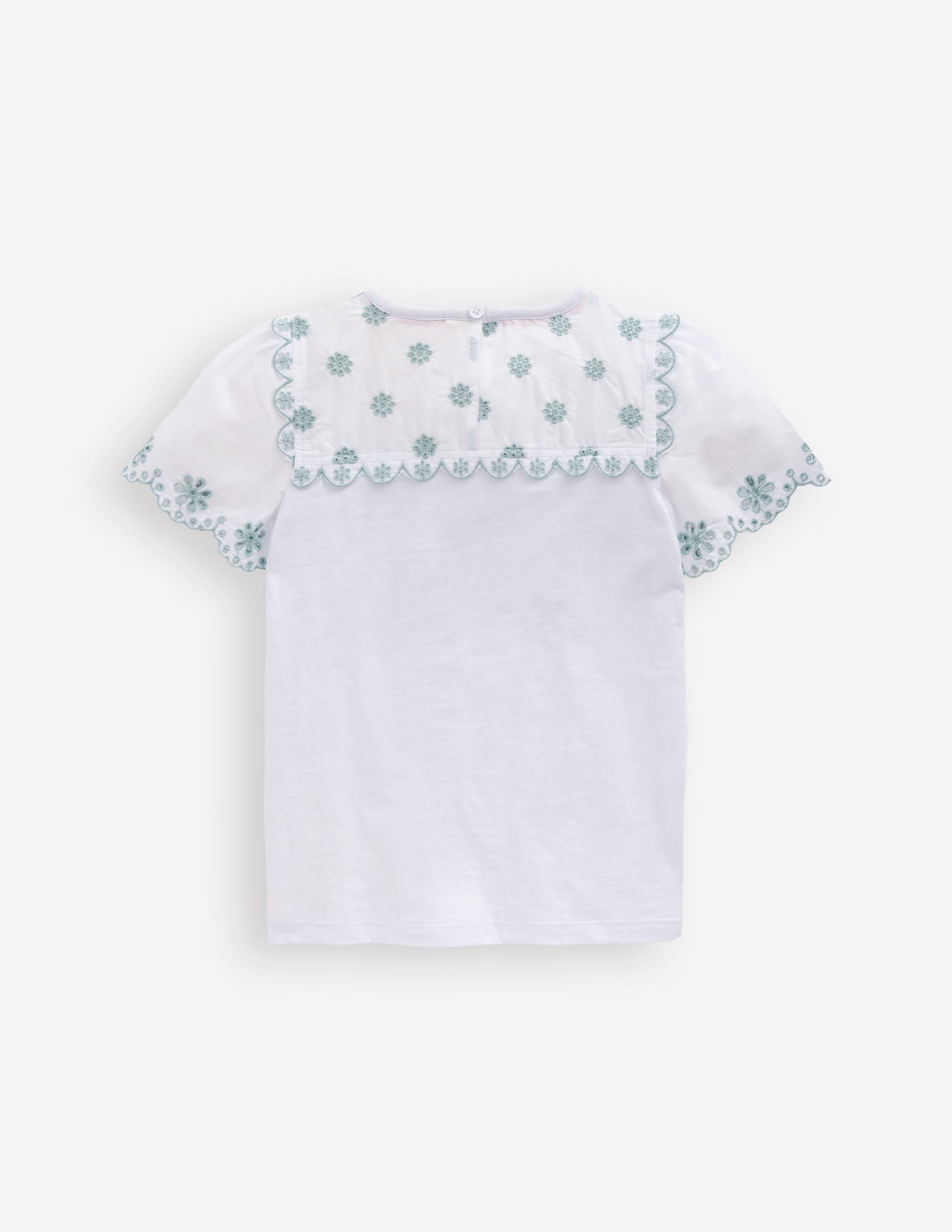 Broderie Sleeve Tee-White - Image 2
