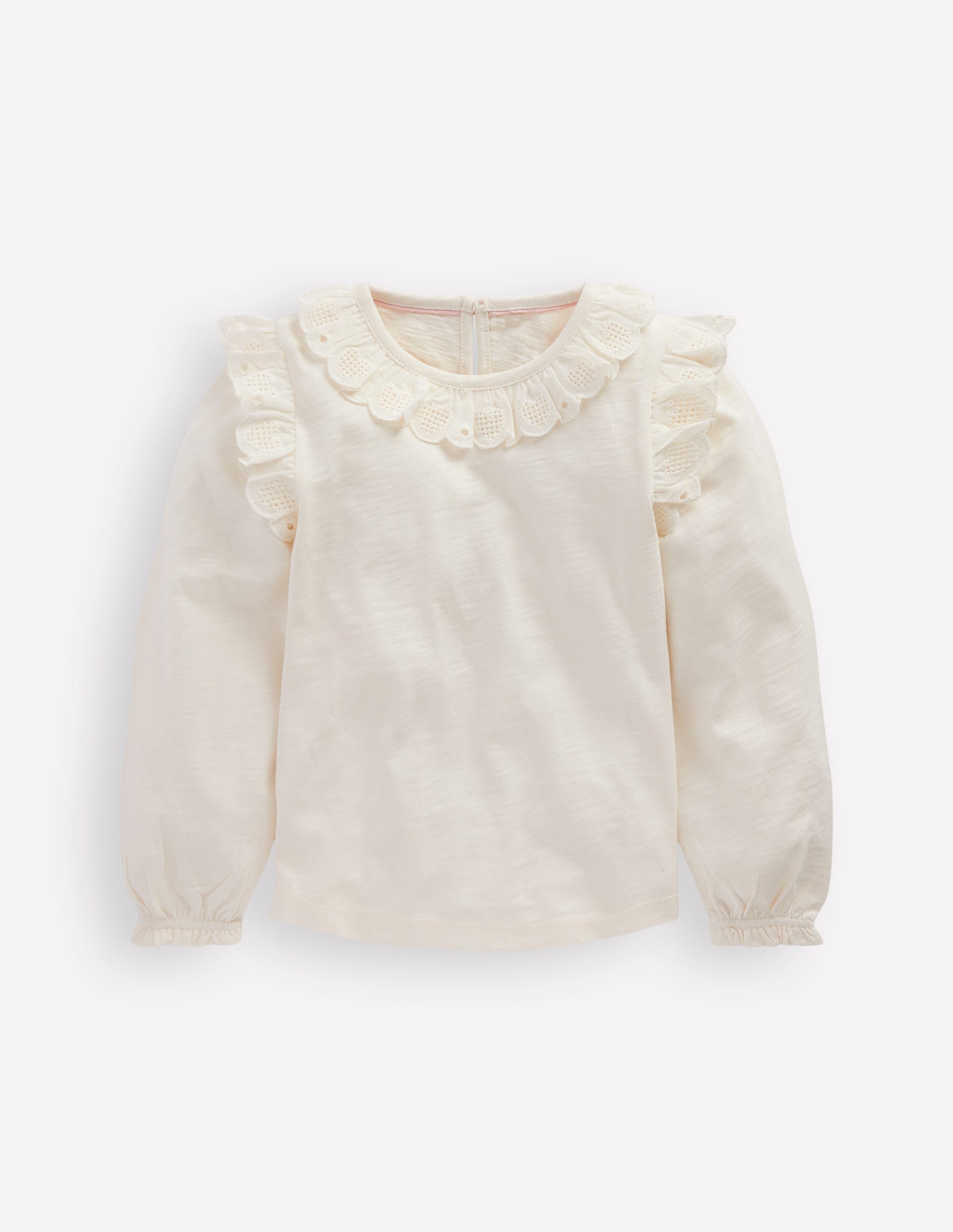 Broderie Heart Trim Top-Soft Ivory-1