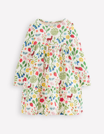 Ariel Long Sleeve Twirly Dress-Soft Ivory Woodland Walk-1