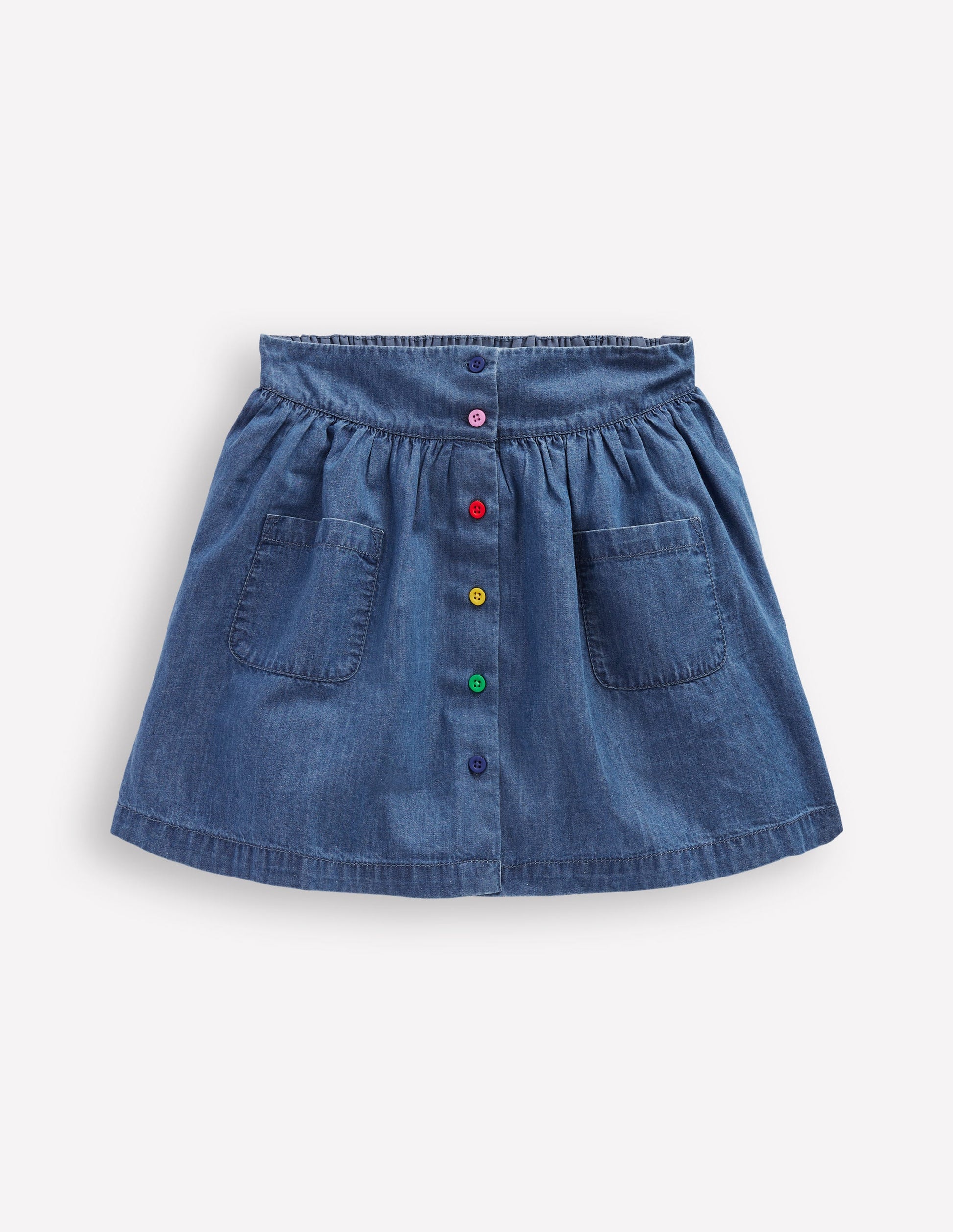 Button-through Mini Skirt-Denim-1