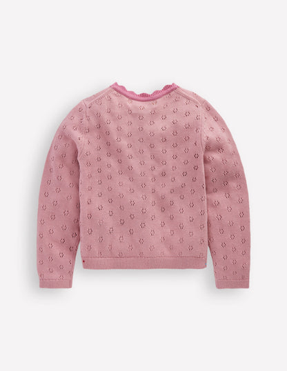 Everyday Scalloped Cardigan-Vintage Pink-2