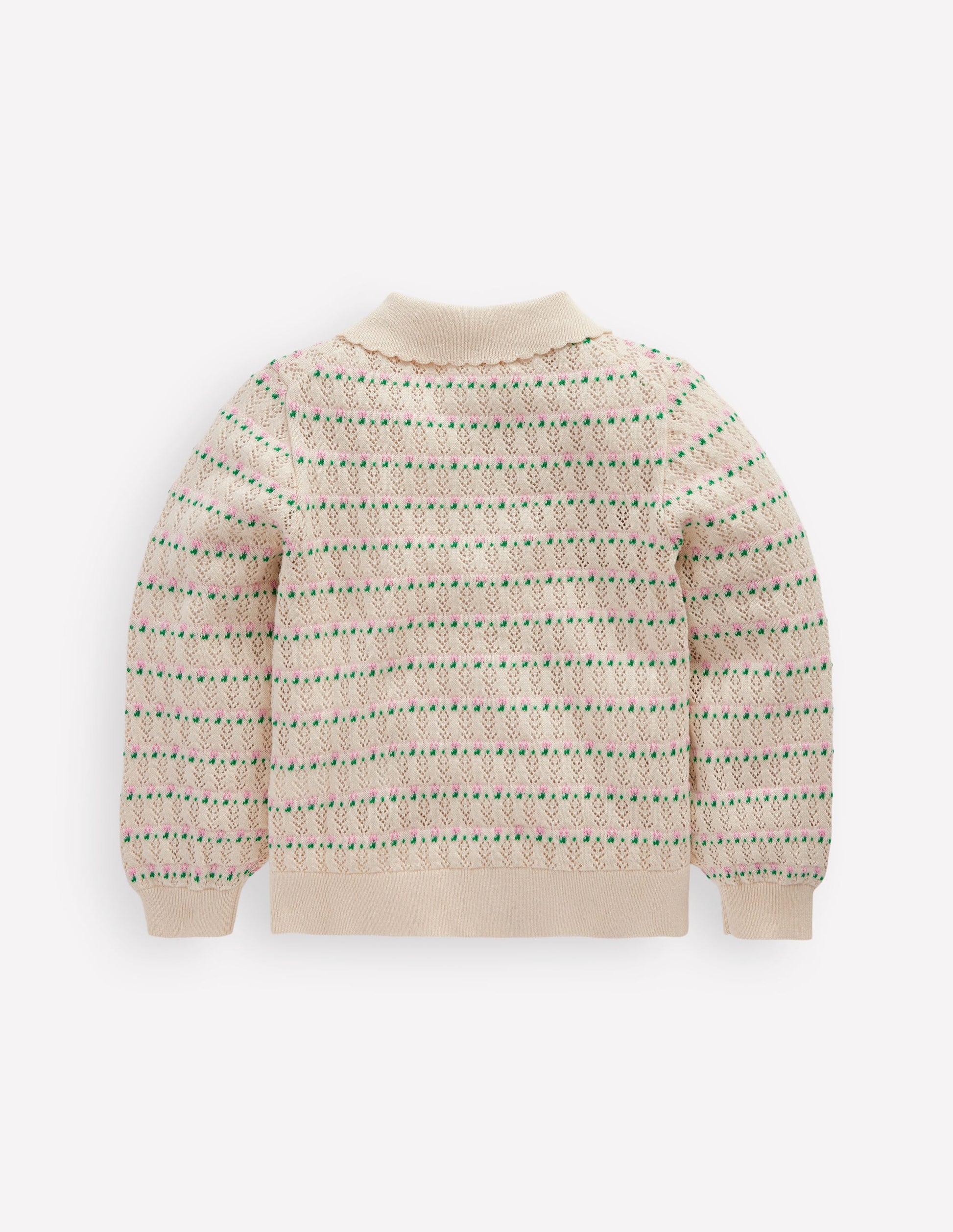 Pointelle Collared Cardigan-Warm Ivory-2