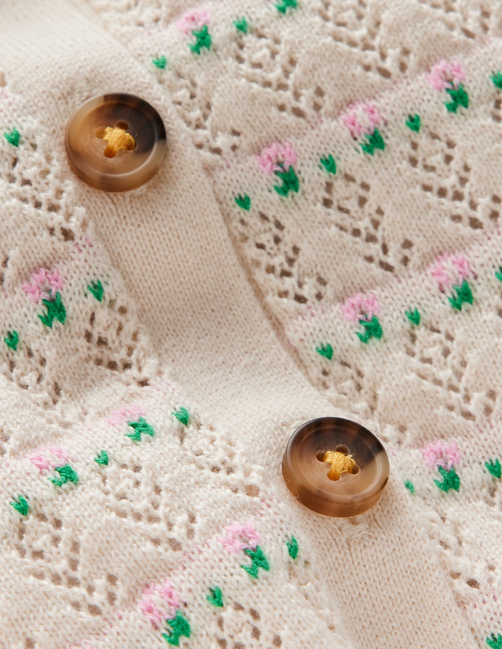 Pointelle Collared Cardigan-Warm Ivory