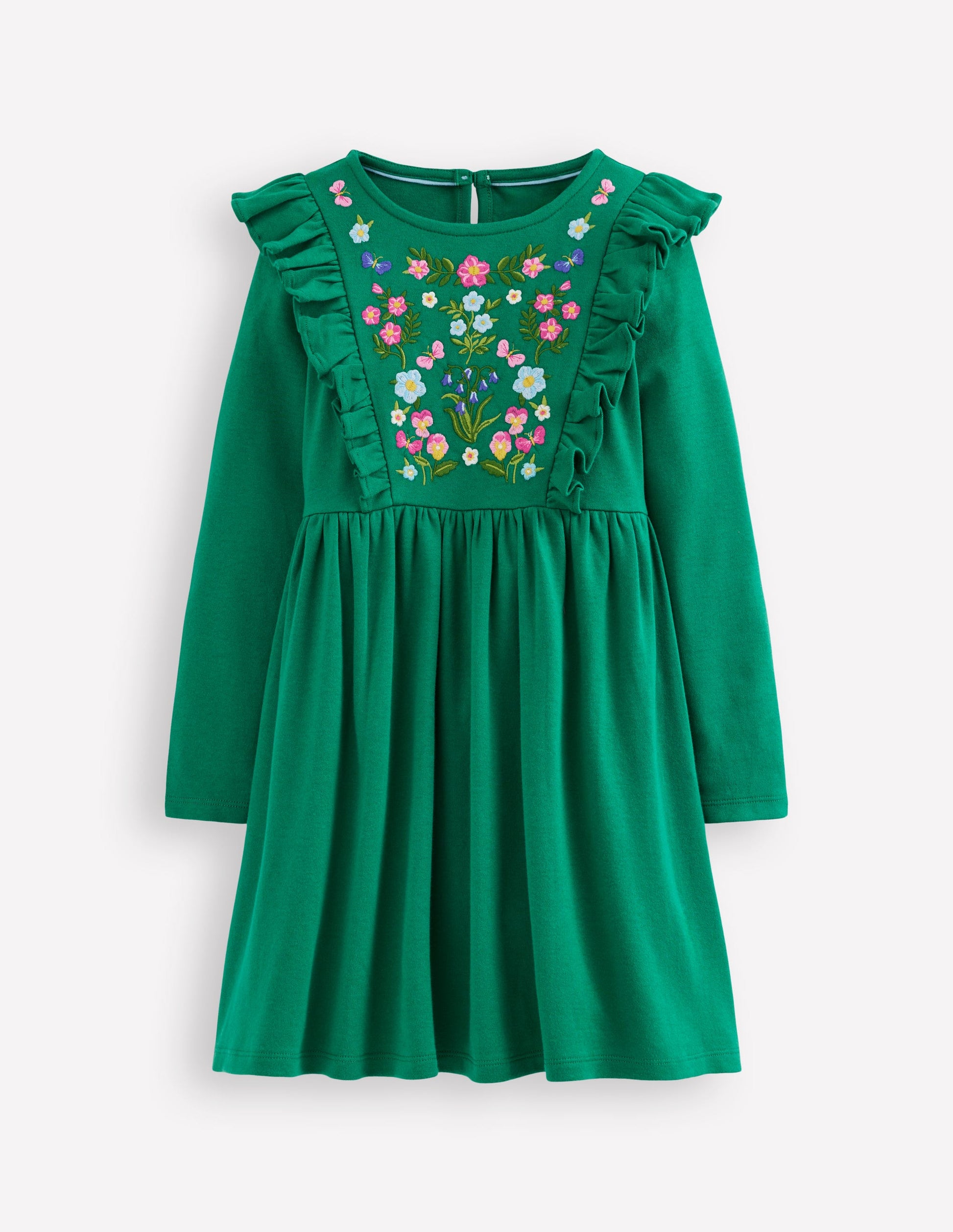 Embroidered Bodice Dress-Jewel Green-1