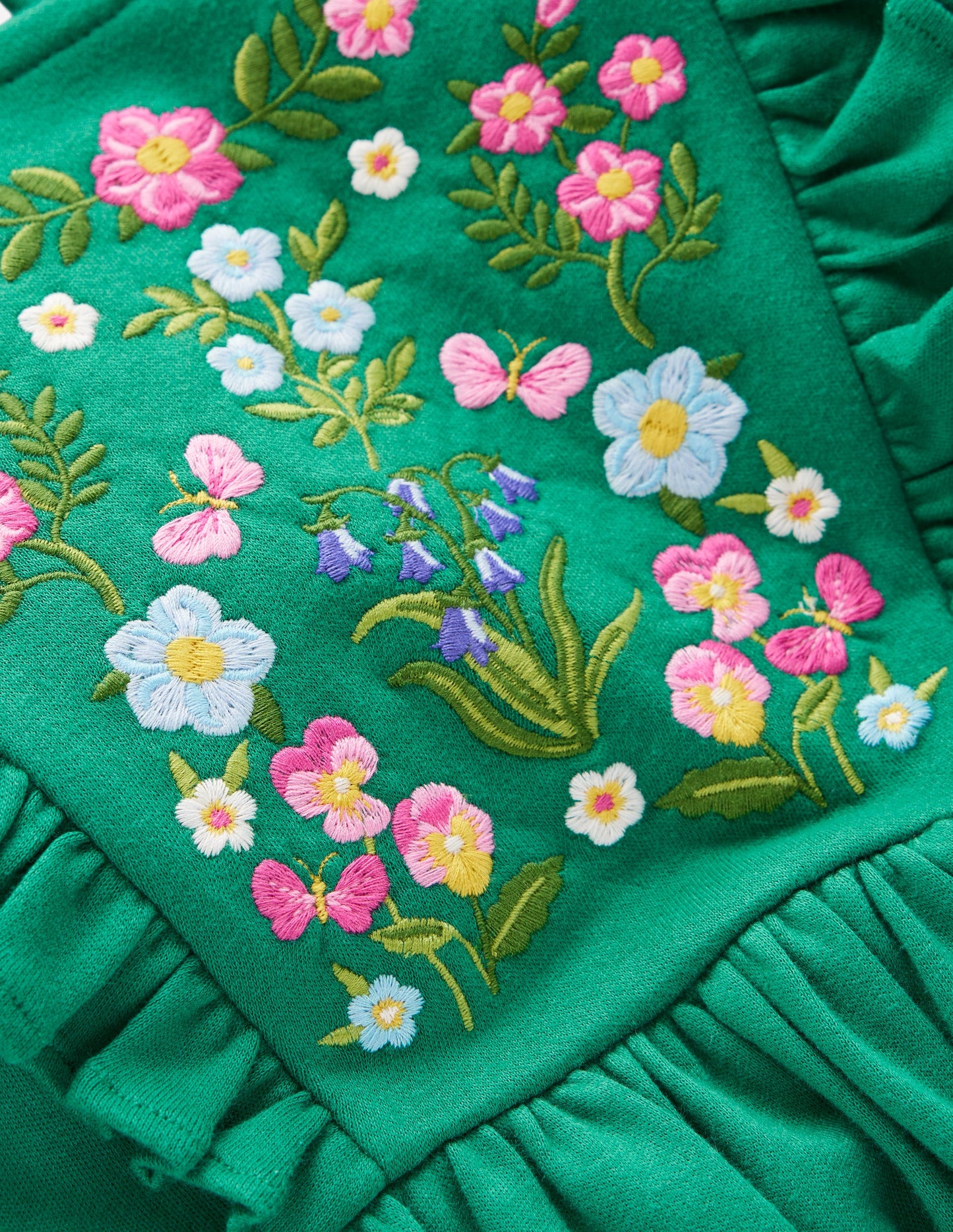 Embroidered Bodice Dress-Jewel Green