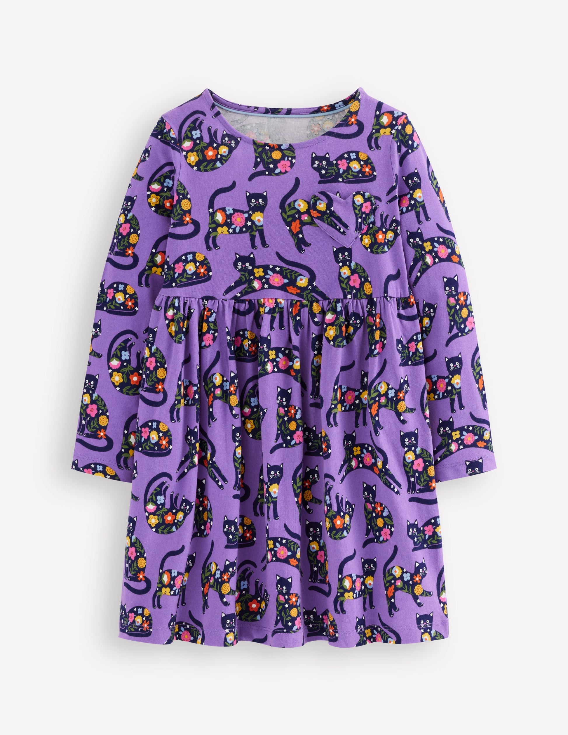 Heart Pocket Fun Jersey Dress-Purple Topaz Spooky Cats-1
