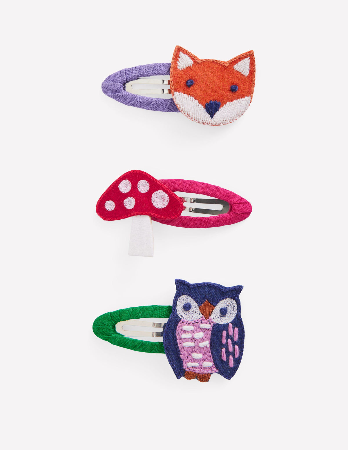3-pack Hair Clips-Woodland Animals - Image 1